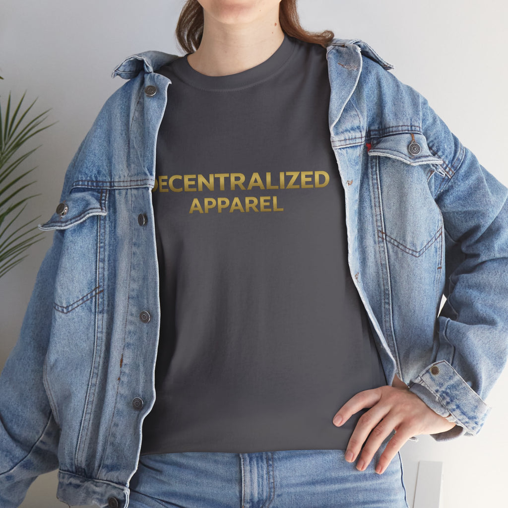 Decentralized Apparel T‑Shirt — Minimal Gold Logo Tee