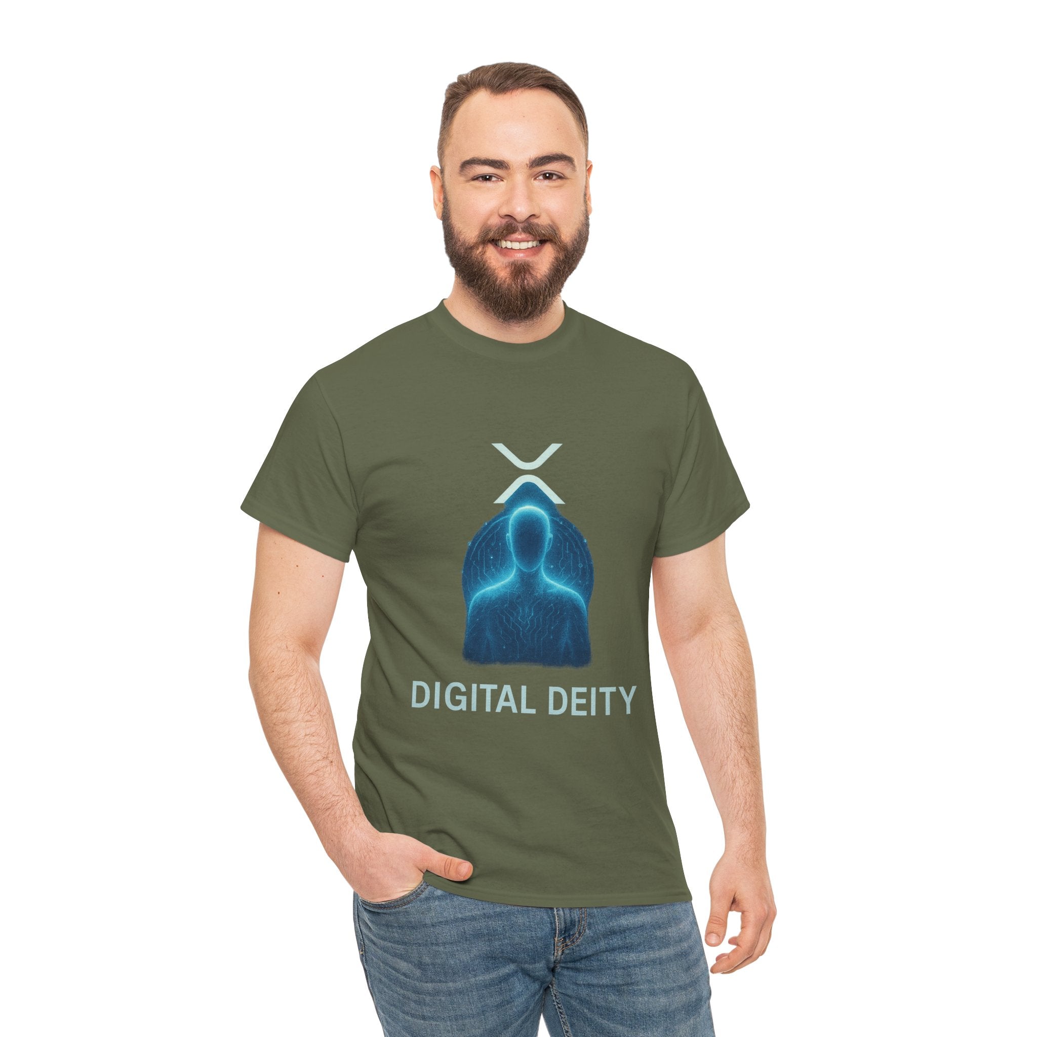 Digital Deity T‑Shirt — Futuristic Neon Tech Hoodie Tee