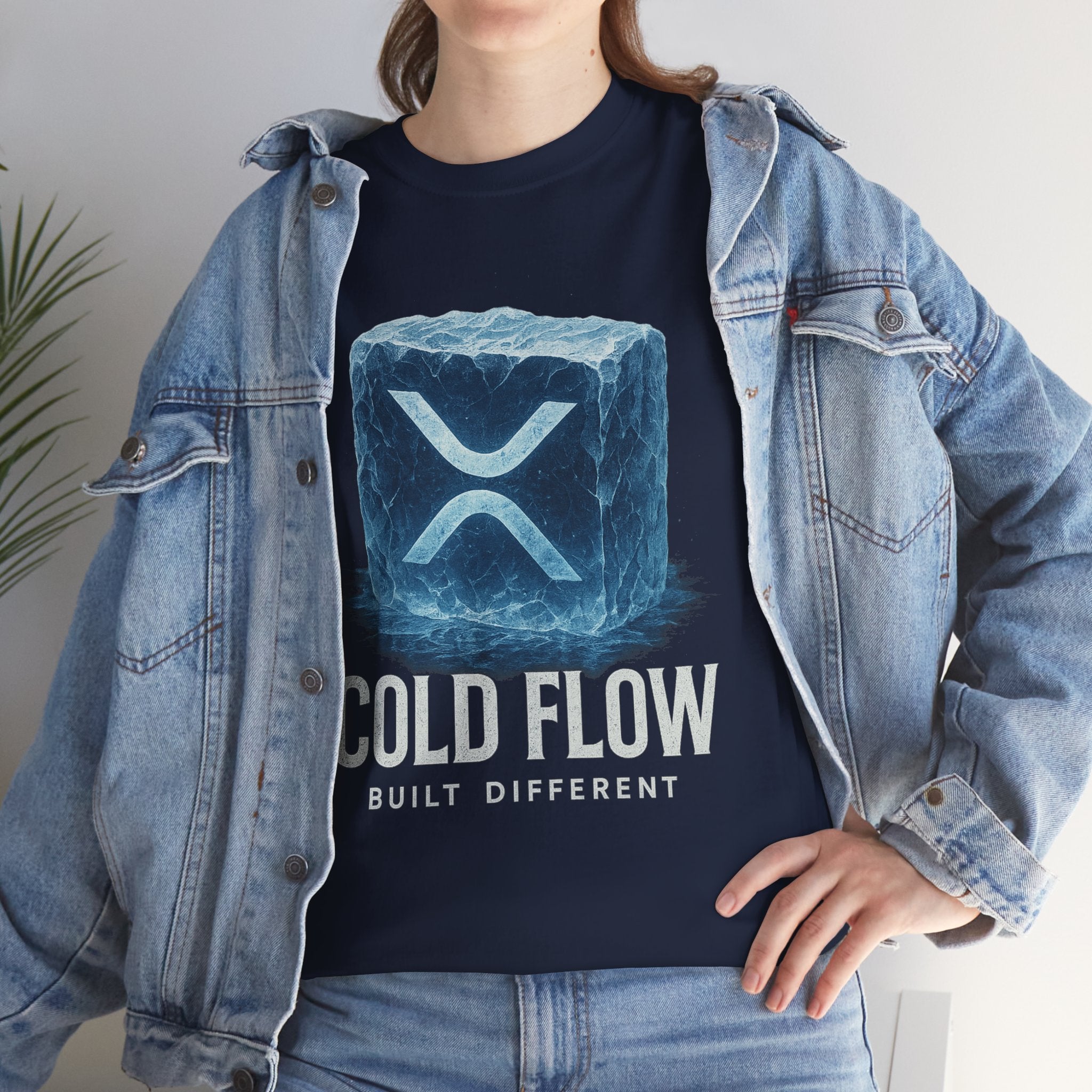Cold Flow Ripple Logo T‑Shirt — 'Cold Flow: Built Different' Ice Cube Design