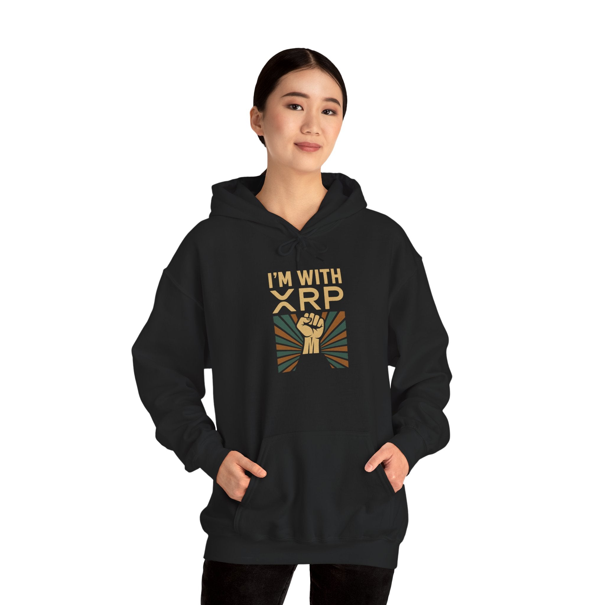 Hoodie — "I'm With XRP" Retro Crypto Graphic Hoodie