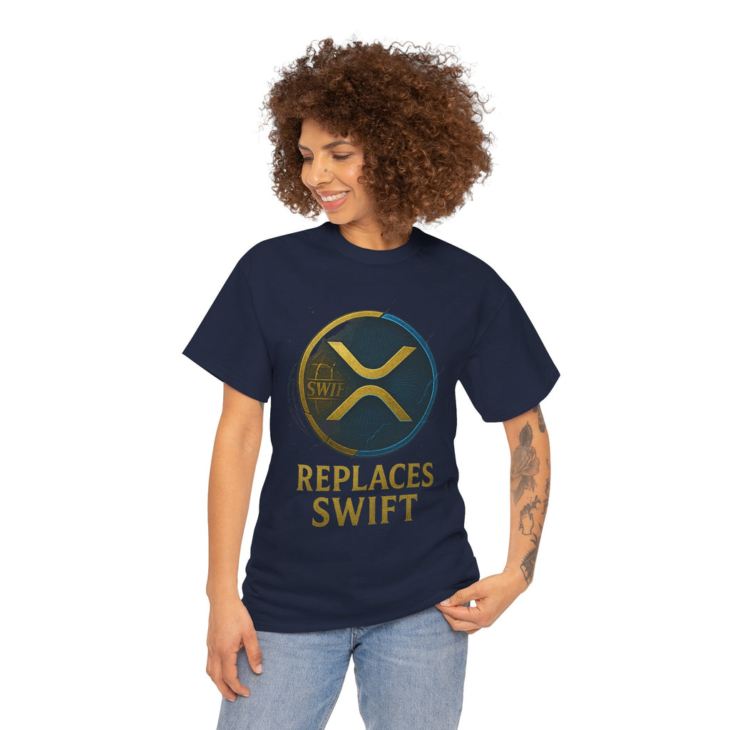 XRP 'Replaces Swift' Cotton Tee — Crypto Ripple Logo T-Shirt