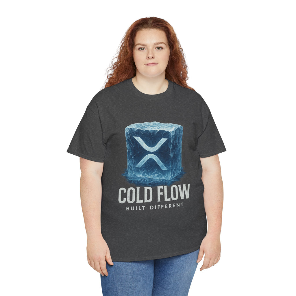 Cold Flow Ripple Logo T‑Shirt — 'Cold Flow: Built Different' Ice Cube Design