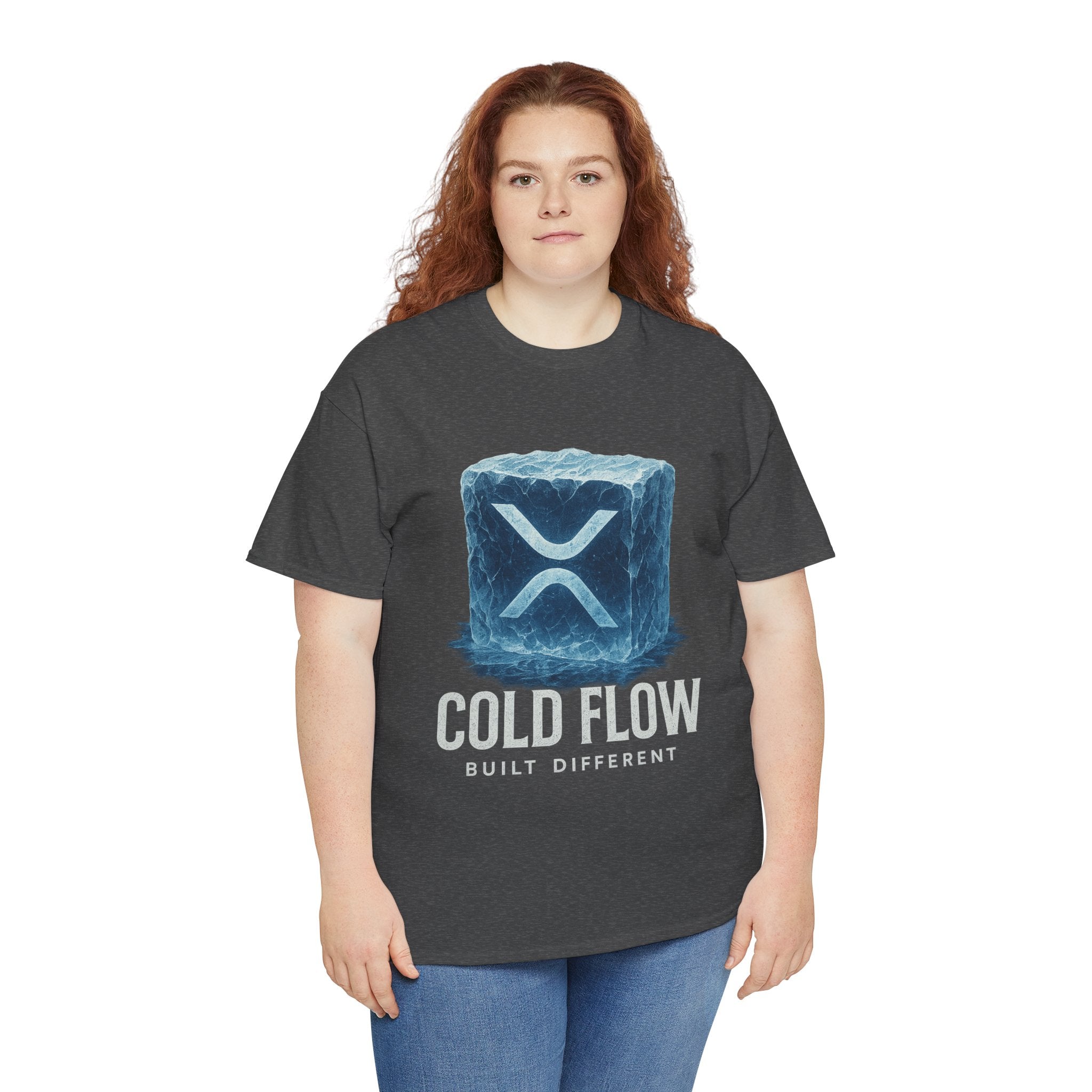 Cold Flow Ripple Logo T‑Shirt — 'Cold Flow: Built Different' Ice Cube Design