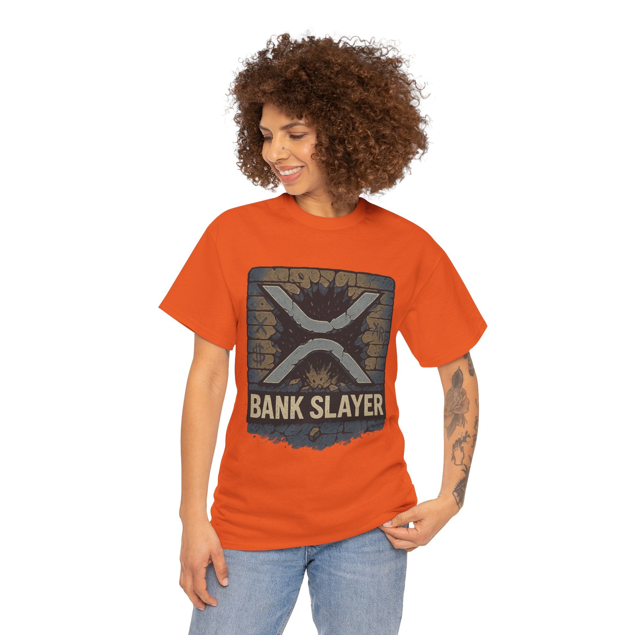 Bank Slayer T‑Shirt — Retro Grunge Crypto XRP Design