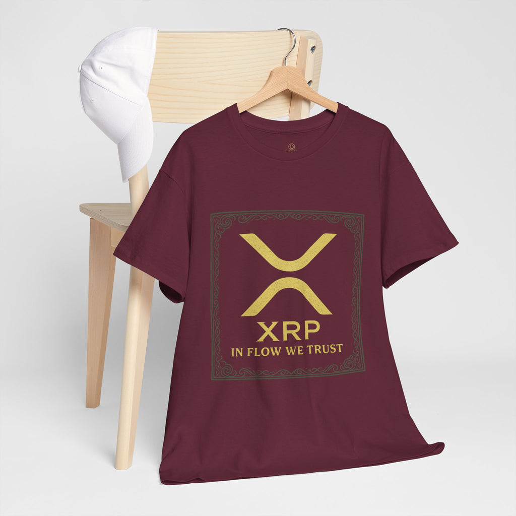 XRP Logo T-Shirt — "In Flow We Trust" Crypto Tee for Ripple Fans