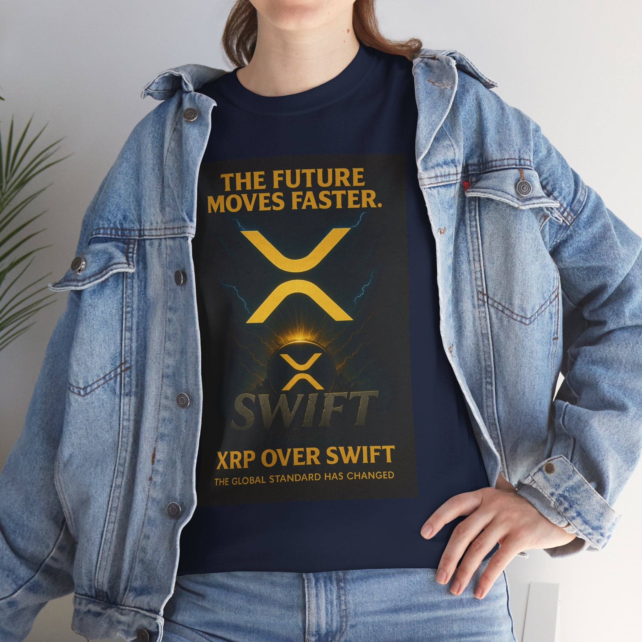 XRP Swift Crypto T-Shirt — “The Future Moves Faster” XRP Over Swift Tee