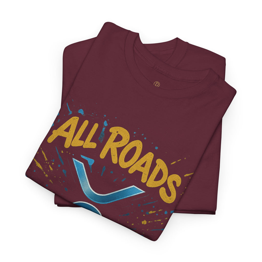 XRP Crypto Tee — "All Roads Lead to XRP" Casual Cryptocurrency Shirt