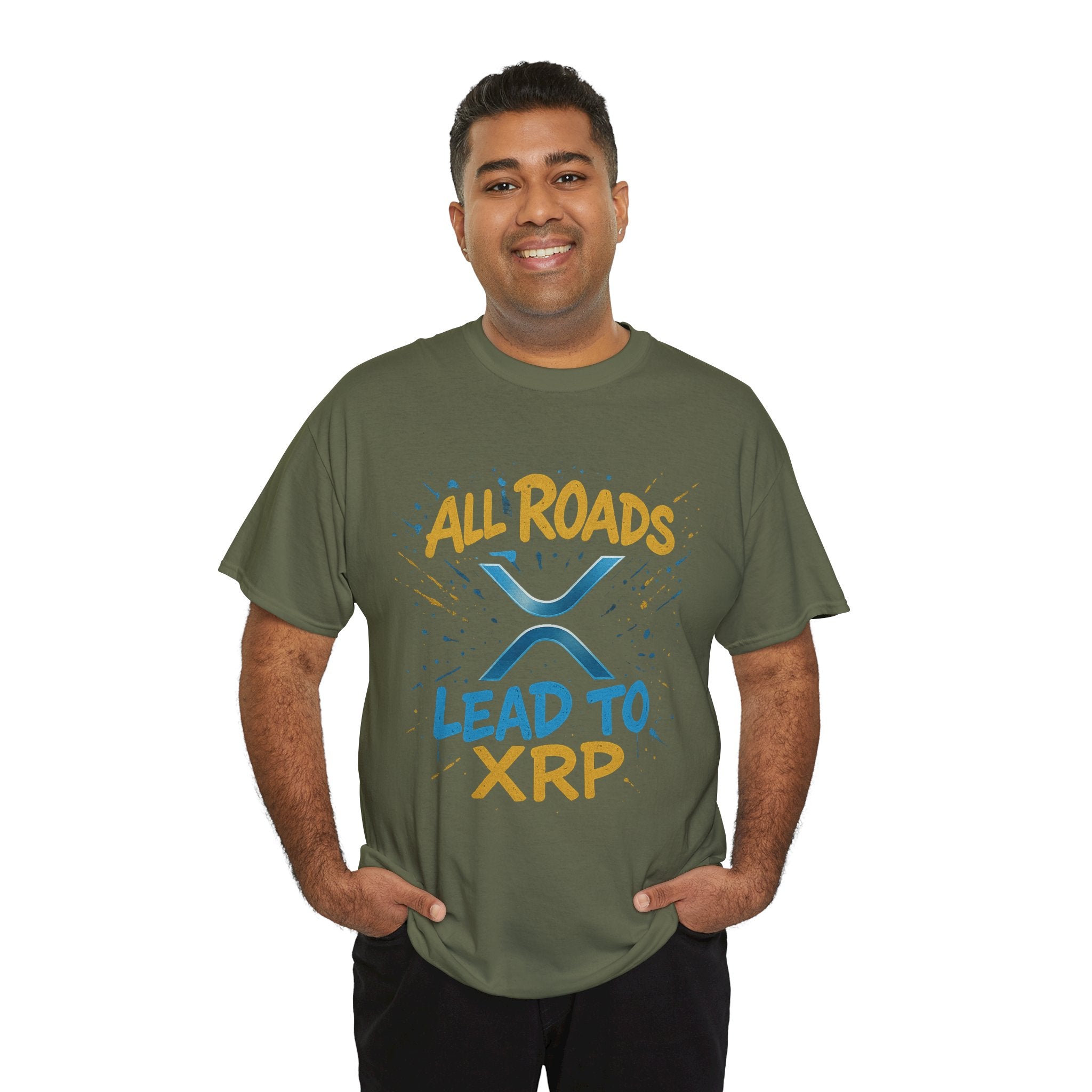 XRP Crypto Tee — "All Roads Lead to XRP" Casual Cryptocurrency Shirt