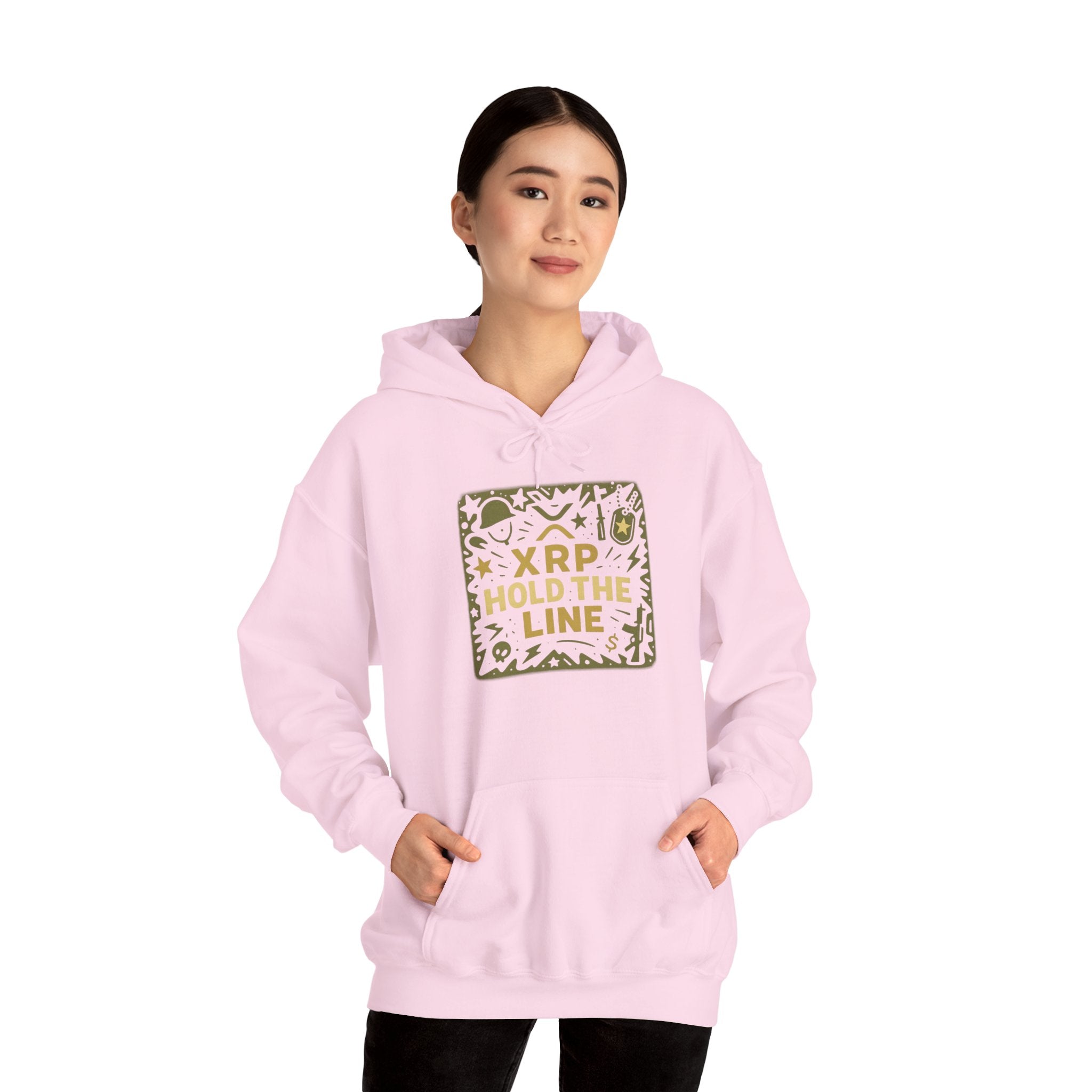XRP Hold The Line Hoodie — Crypto Supporter Graphic Hooded Sweatshirt