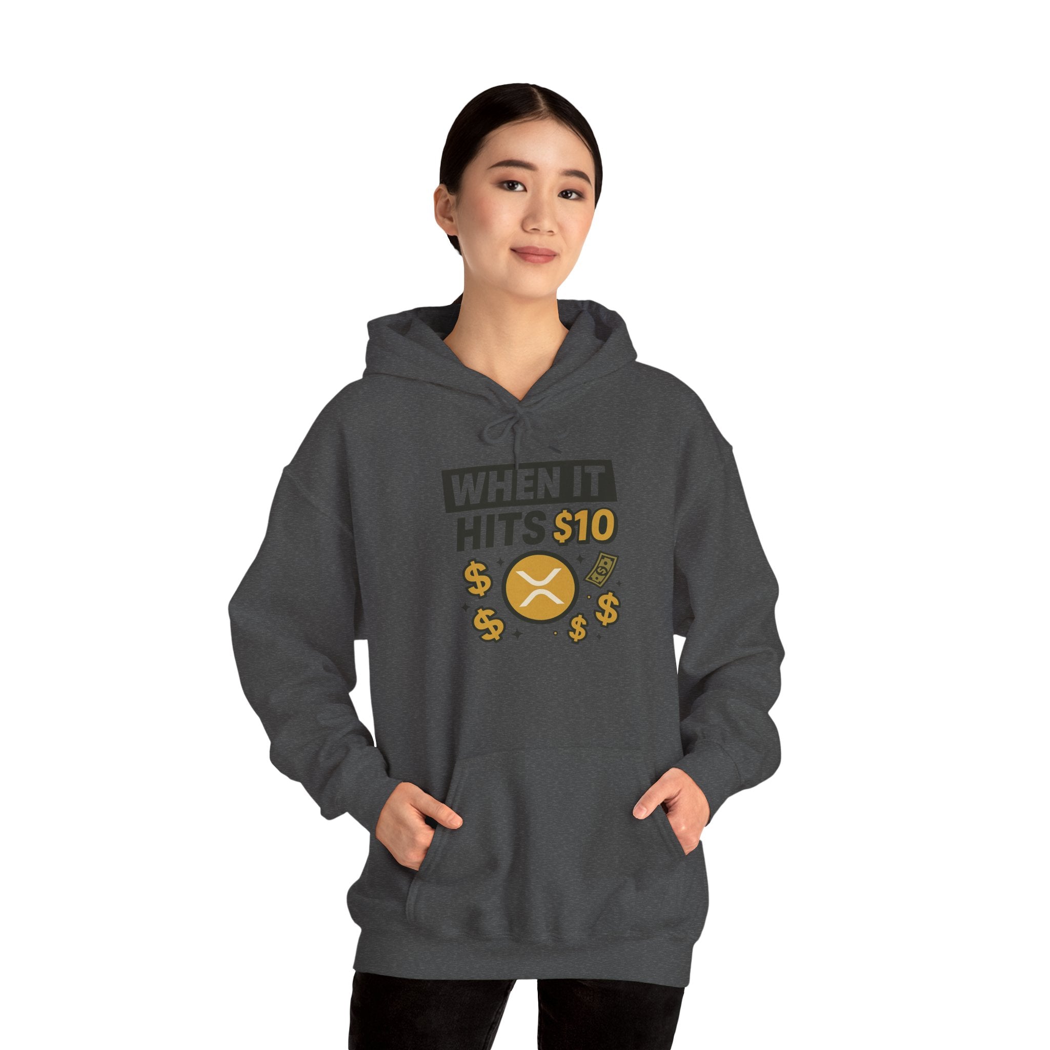 Crypto HODL Hoodie – "When It Hits 10" Funny XRP Coin Sweatshirt