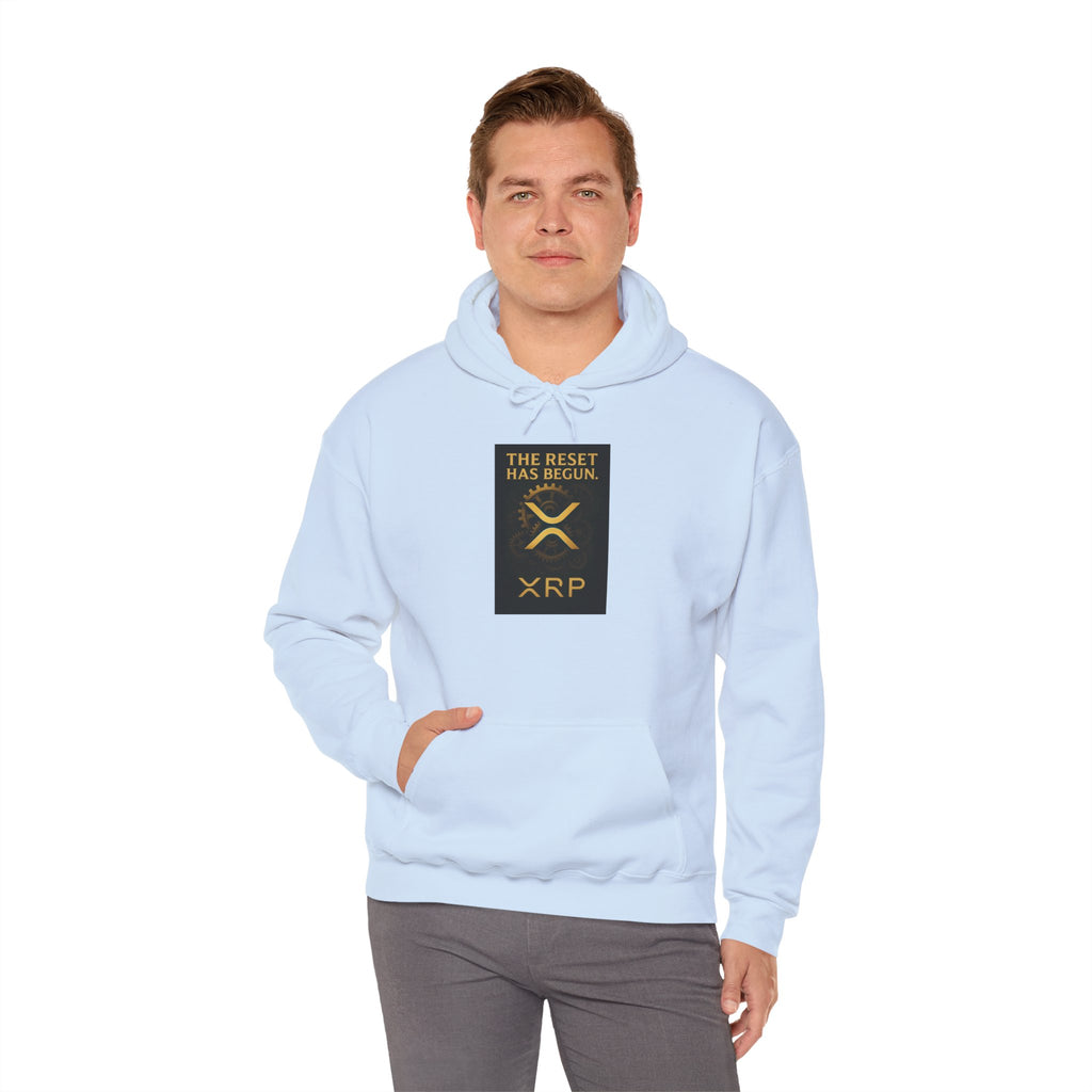 XRP Hoodie — "The Reset Has Begun" Crypto Logo Pullover