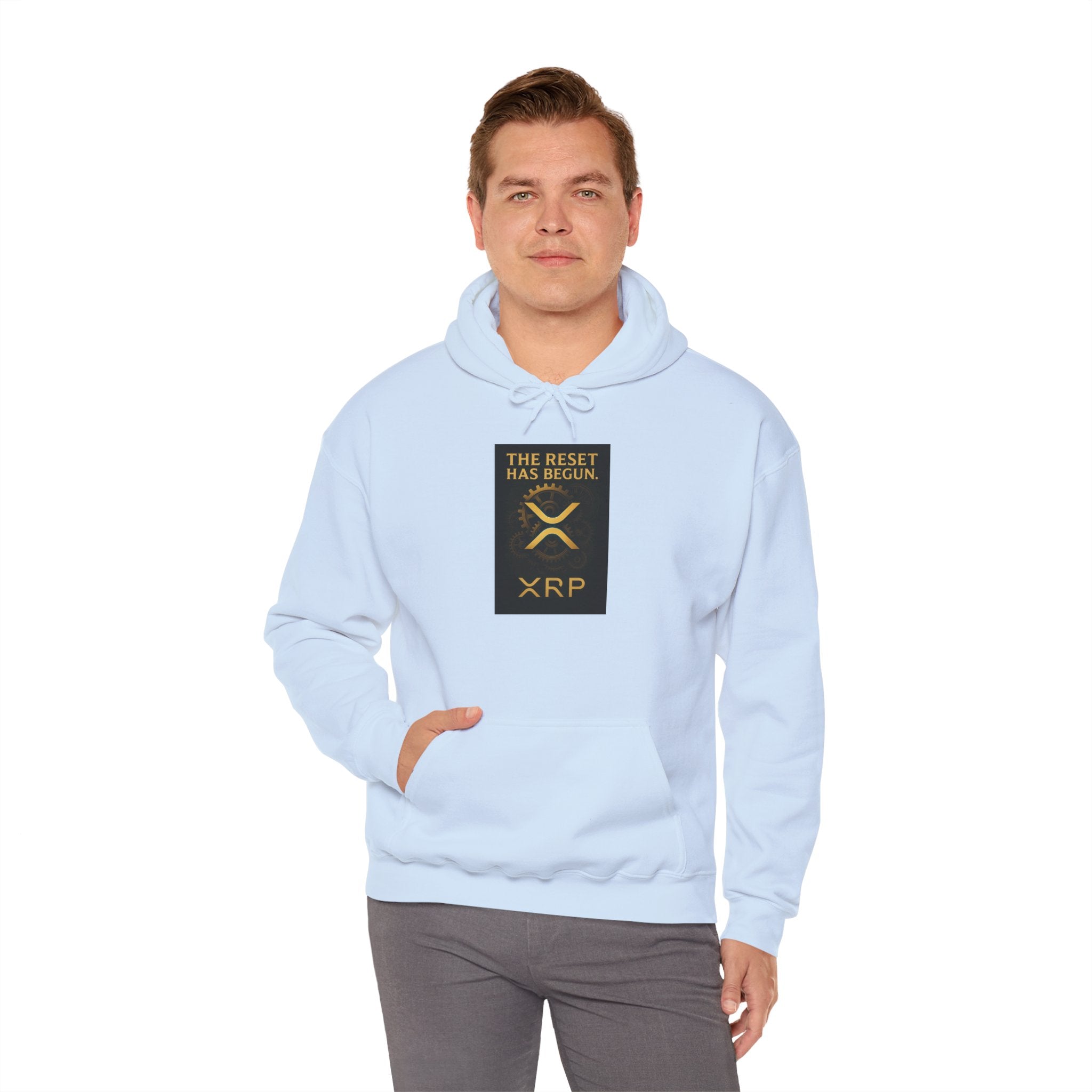 XRP Hoodie — "The Reset Has Begun" Crypto Logo Pullover