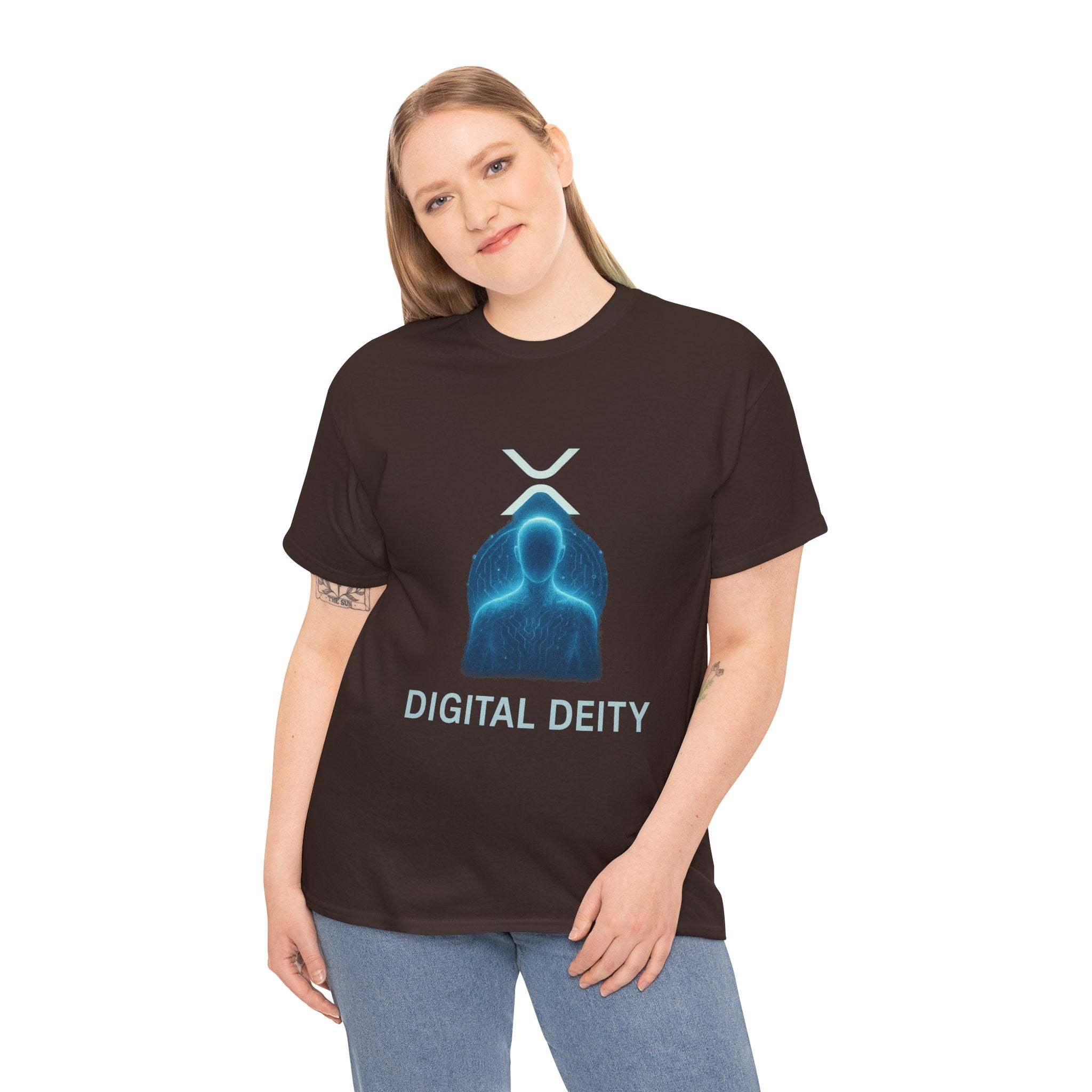 Digital Deity T‑Shirt — Futuristic Neon Tech Hoodie Tee