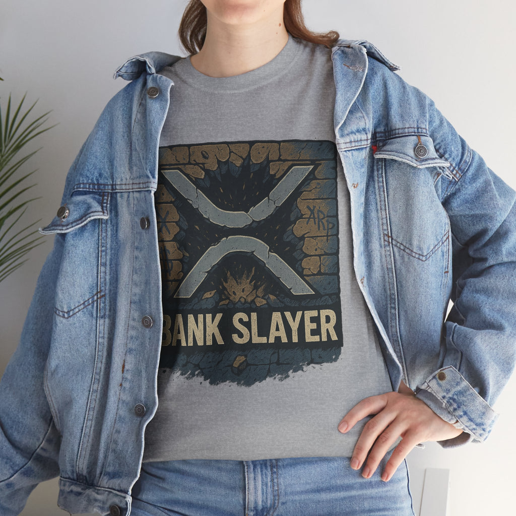 Bank Slayer T‑Shirt — Retro Grunge Crypto XRP Design