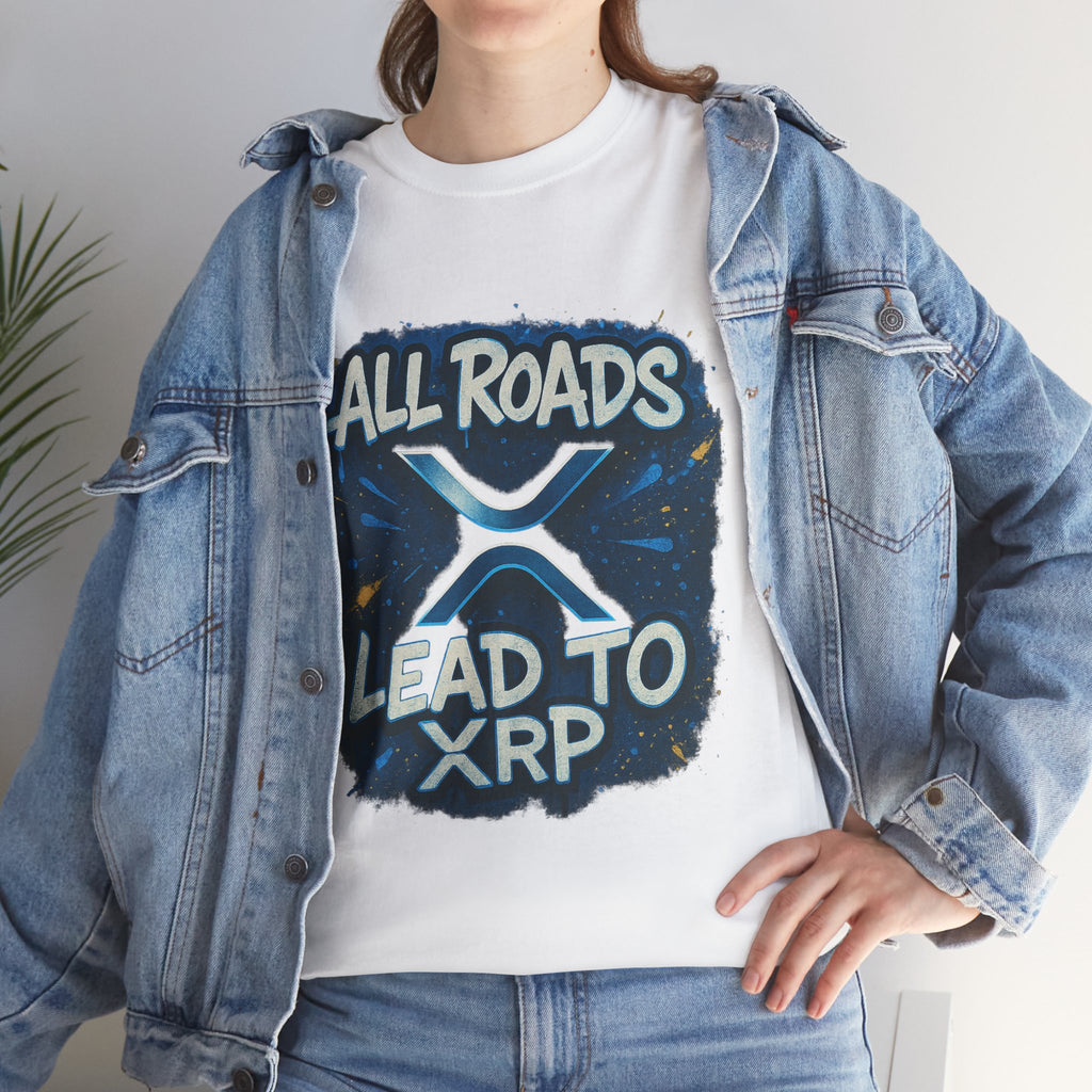 XRP Crypto T-Shirt — "All Roads Lead to XRP" Graphic Tee