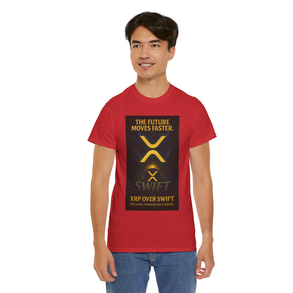 XRP Swift Crypto T-Shirt — “The Future Moves Faster” XRP Over Swift Tee