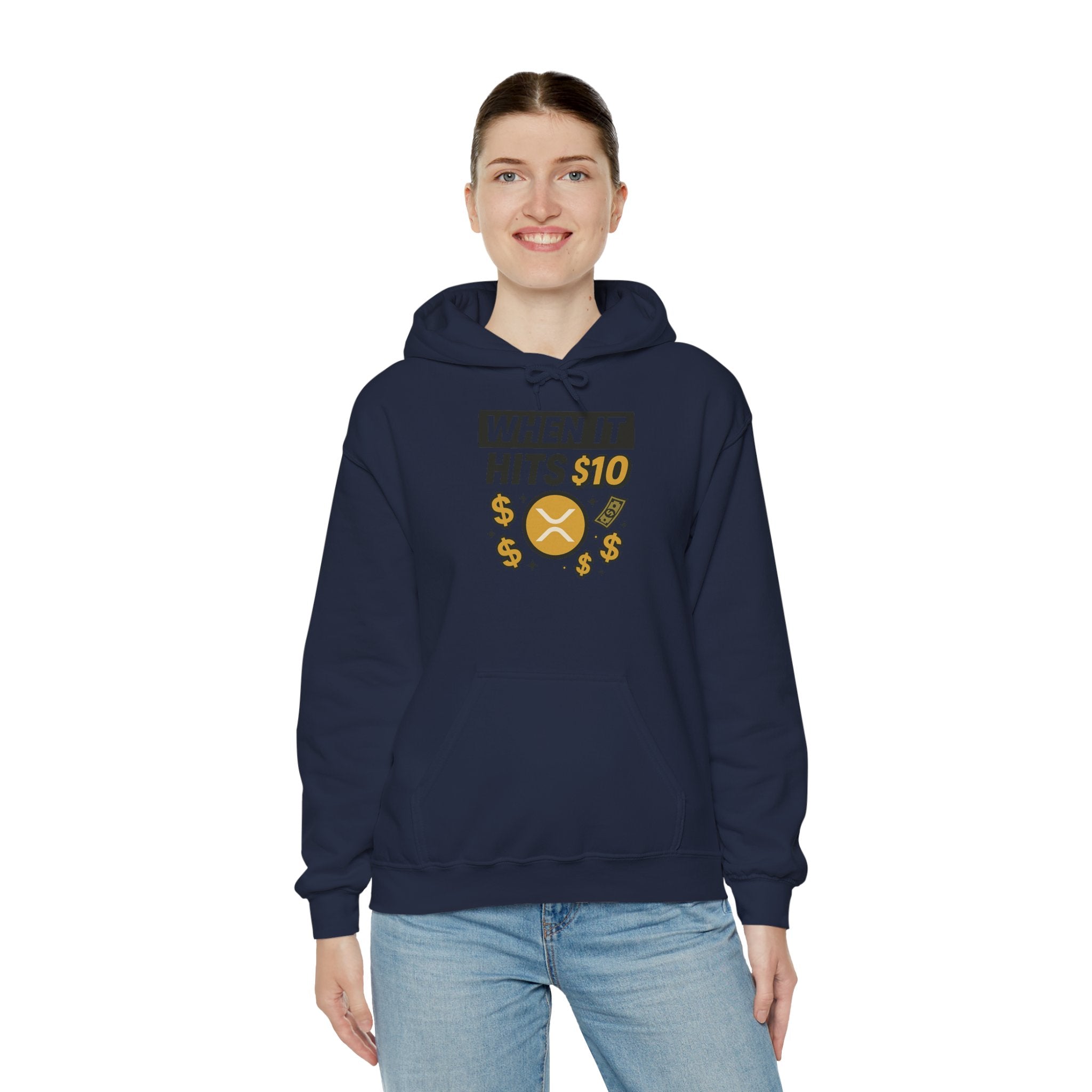 Crypto HODL Hoodie – "When It Hits 10" Funny XRP Coin Sweatshirt