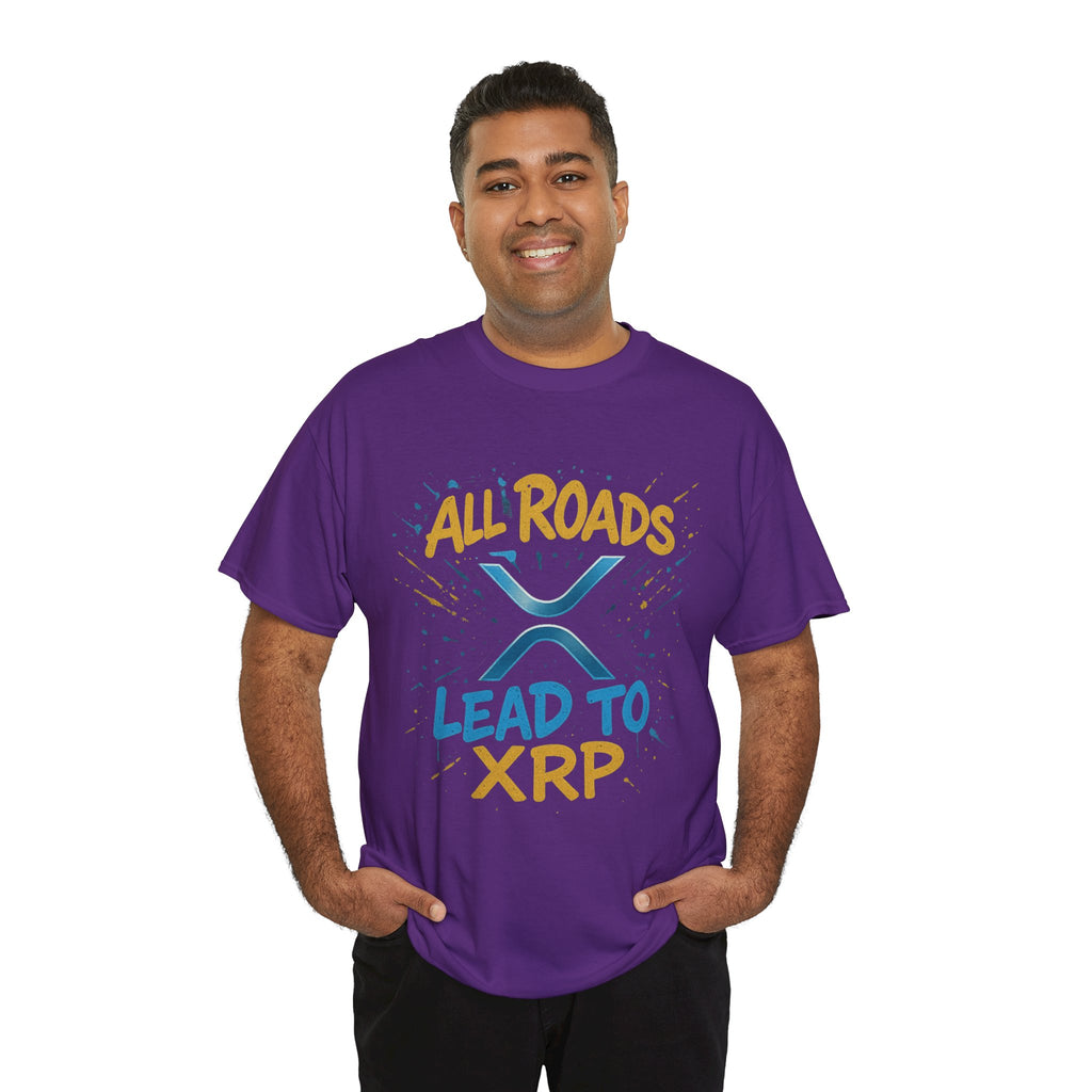 XRP Crypto Tee — "All Roads Lead to XRP" Casual Cryptocurrency Shirt