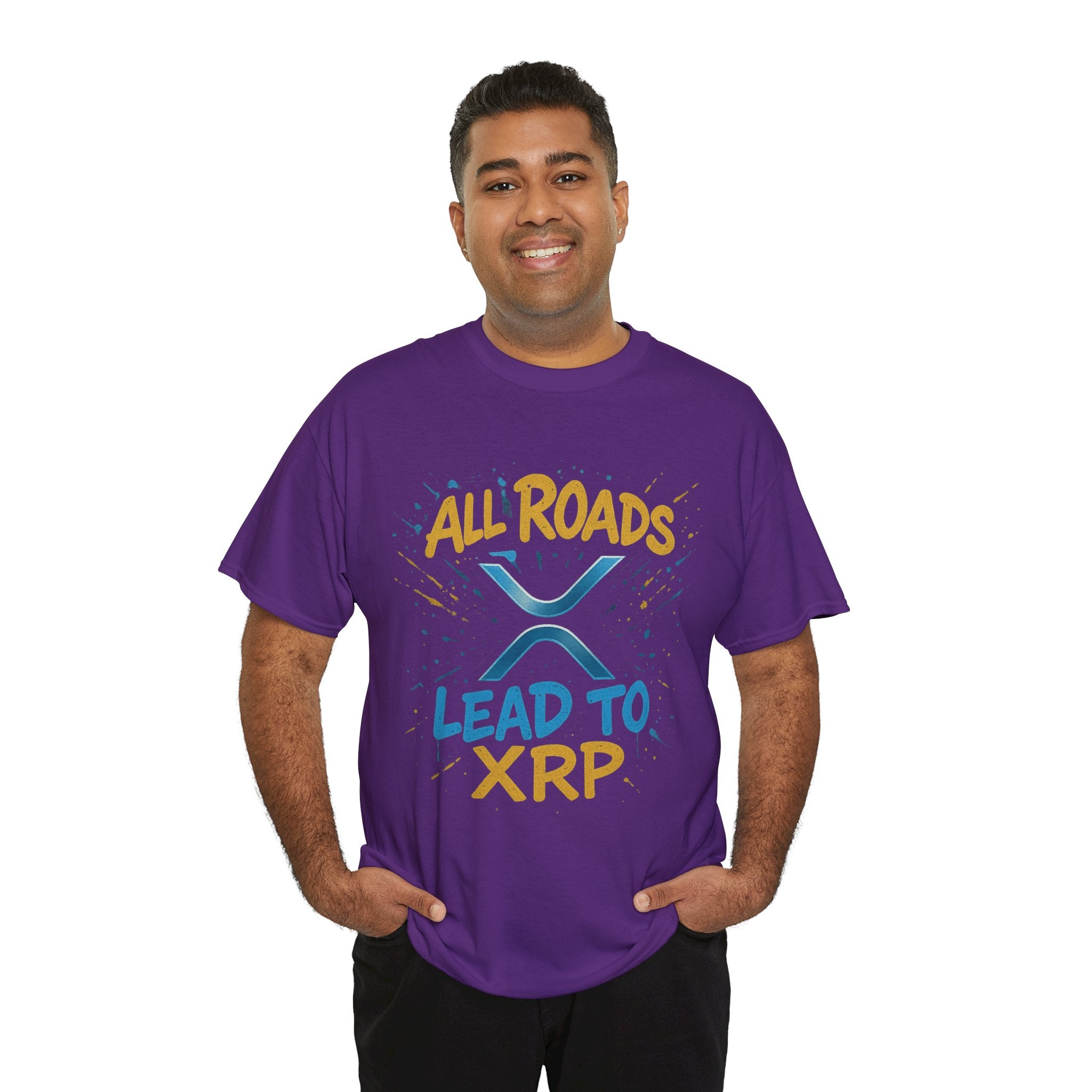 XRP Crypto Tee — "All Roads Lead to XRP" Casual Cryptocurrency Shirt