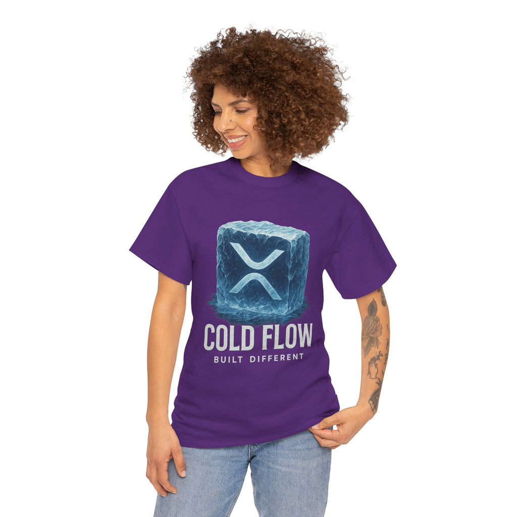 Cold Flow Ripple Logo T‑Shirt — 'Cold Flow: Built Different' Ice Cube Design