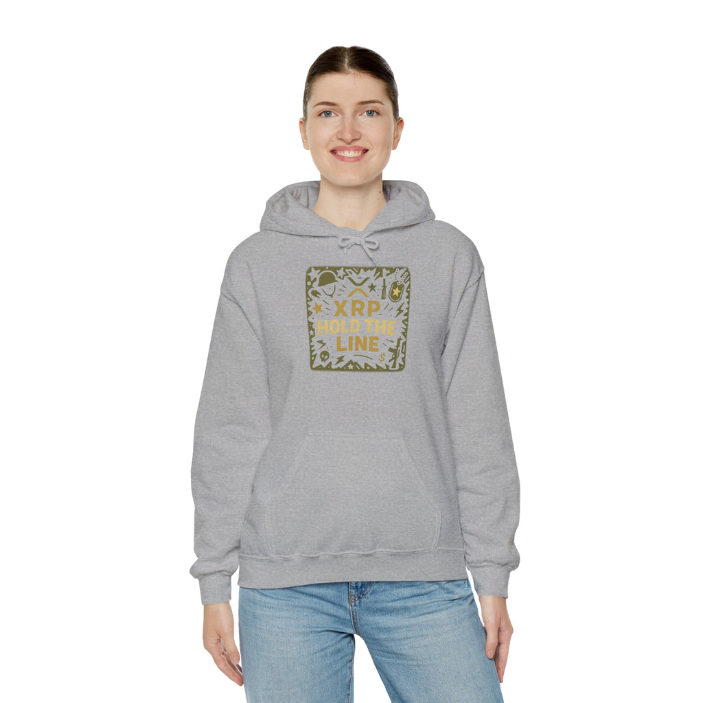 XRP Hold The Line Hoodie — Crypto Supporter Graphic Hooded Sweatshirt