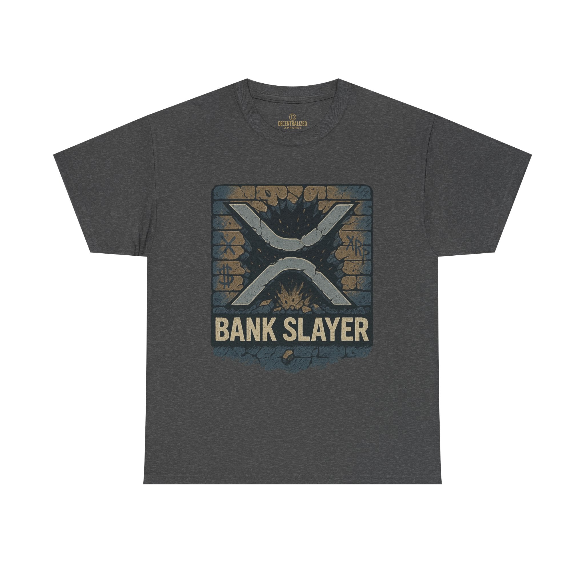 Bank Slayer T‑Shirt — Retro Grunge Crypto XRP Design