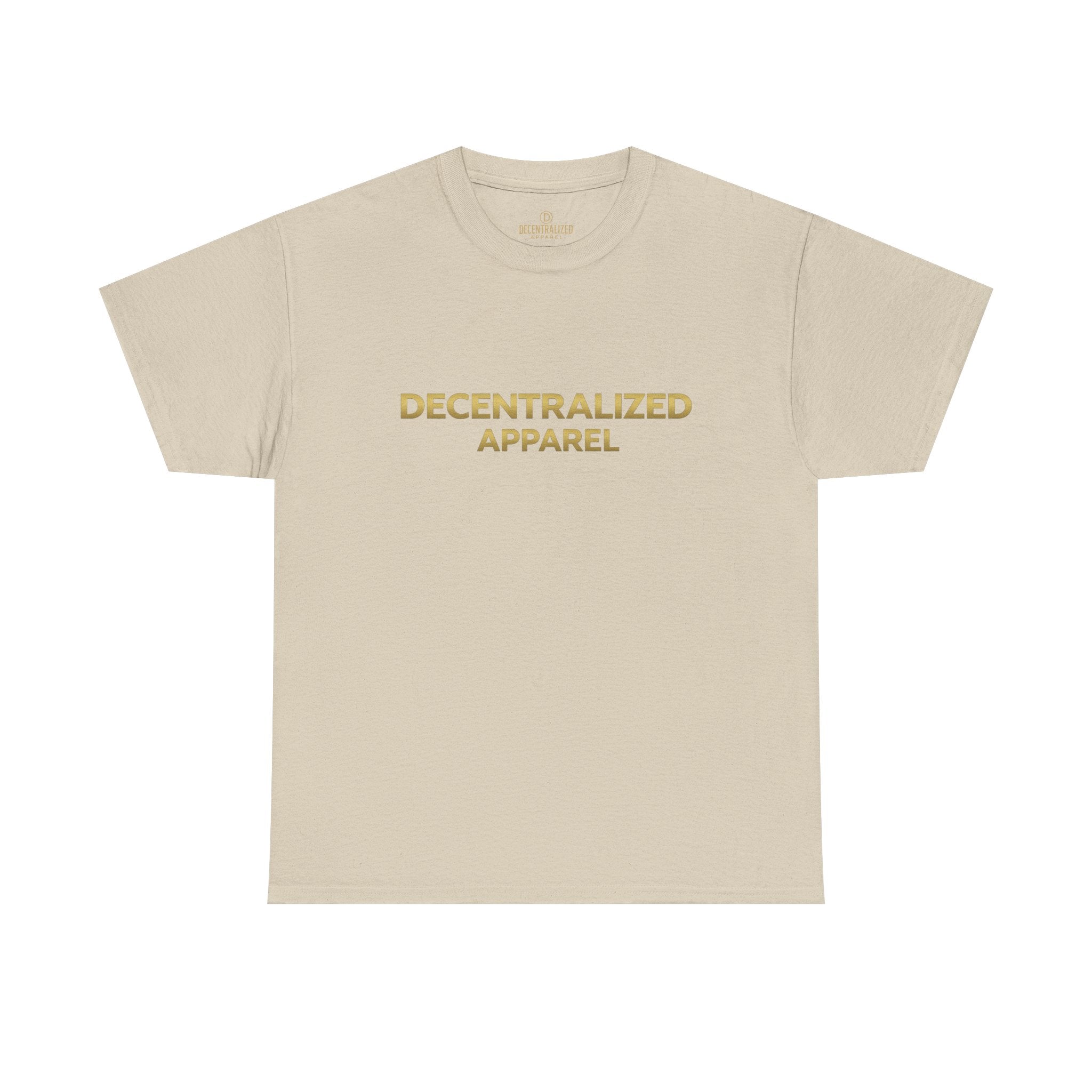 Decentralized Apparel T‑Shirt — Minimal Gold Logo Tee