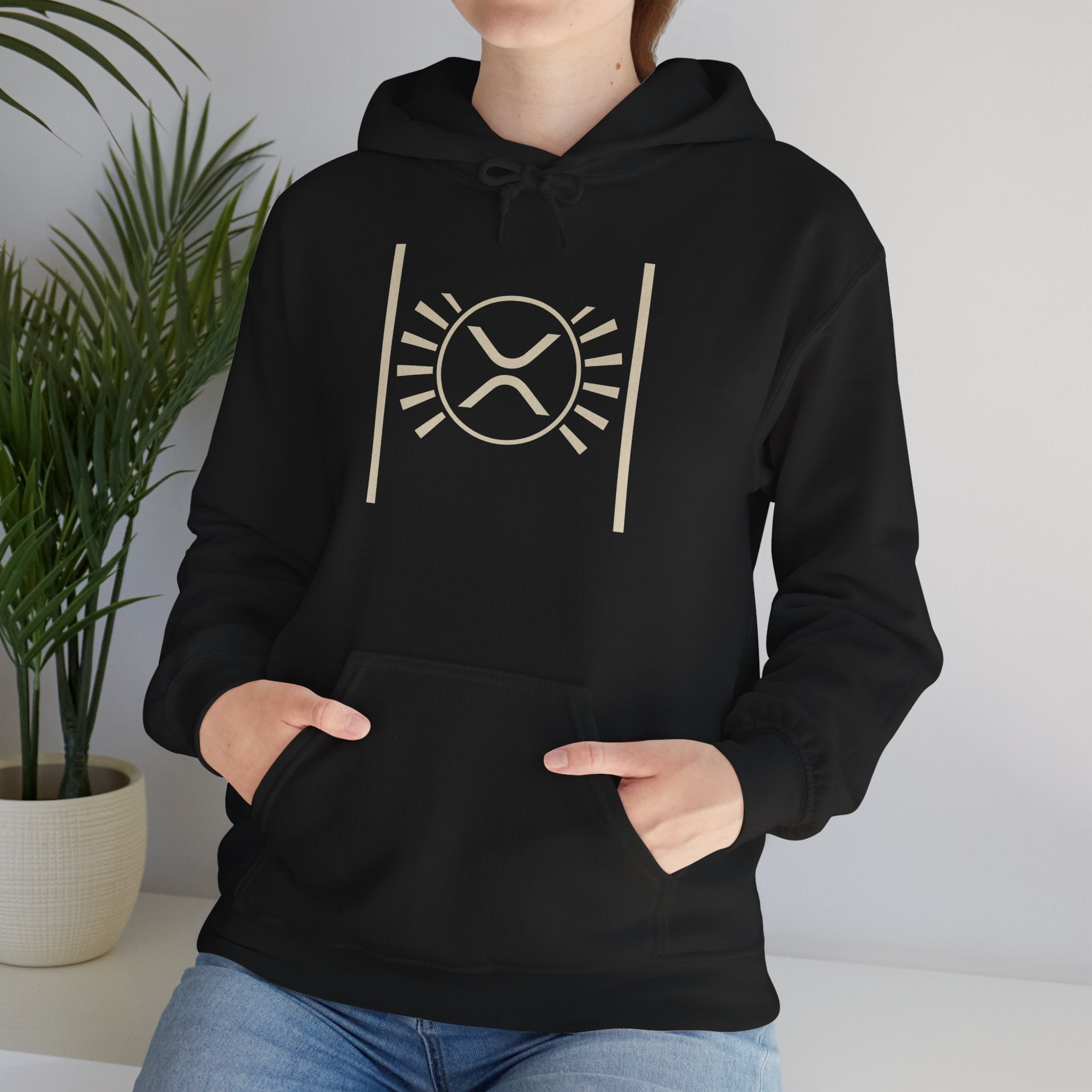 XRP Minimalist Logo Hoodie — Crypto Sun Symbol Sweatshirt