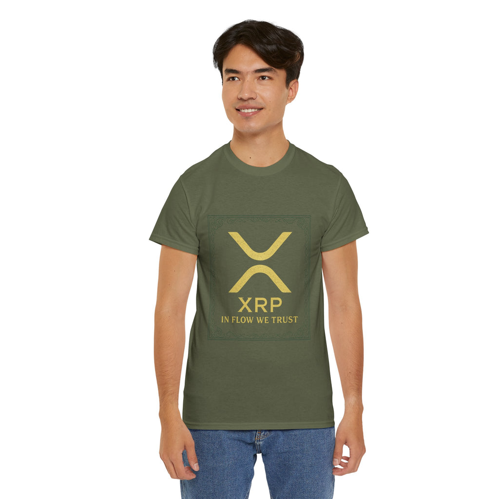 XRP Logo T-Shirt — "In Flow We Trust" Crypto Tee for Ripple Fans