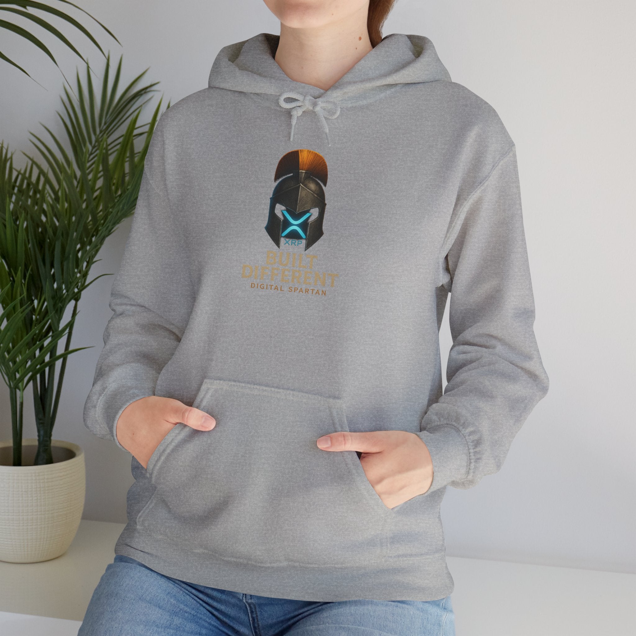 Built Different Hoodie — Futuristic Spartan Helmet Graphic Pullover