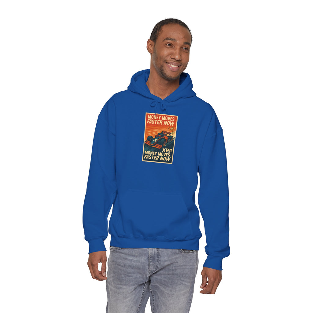 XRP 'Money Moves Faster Now' Hoodie – Crypto Retro Graphic Pullover