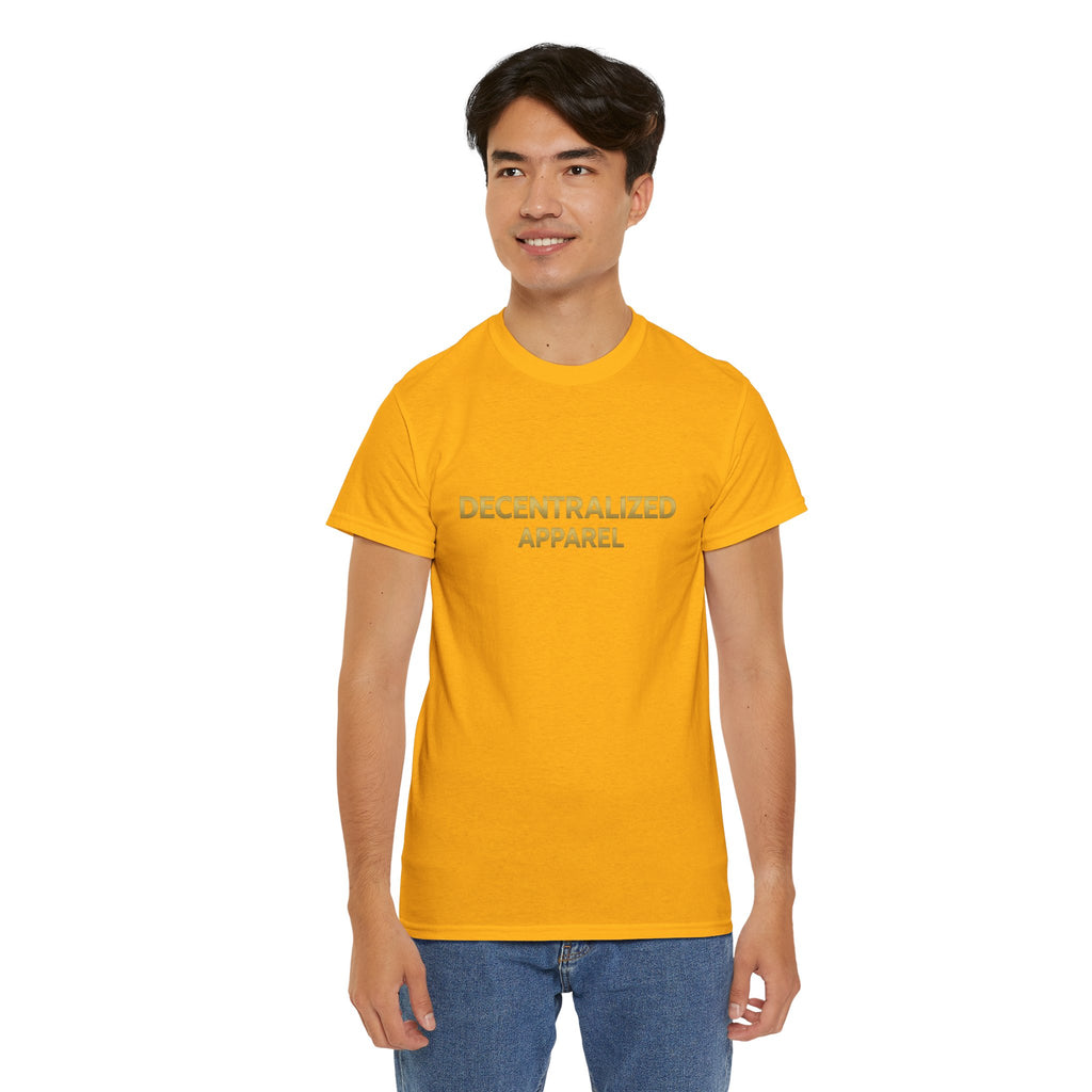 Decentralized Apparel T‑Shirt — Minimal Gold Logo Tee
