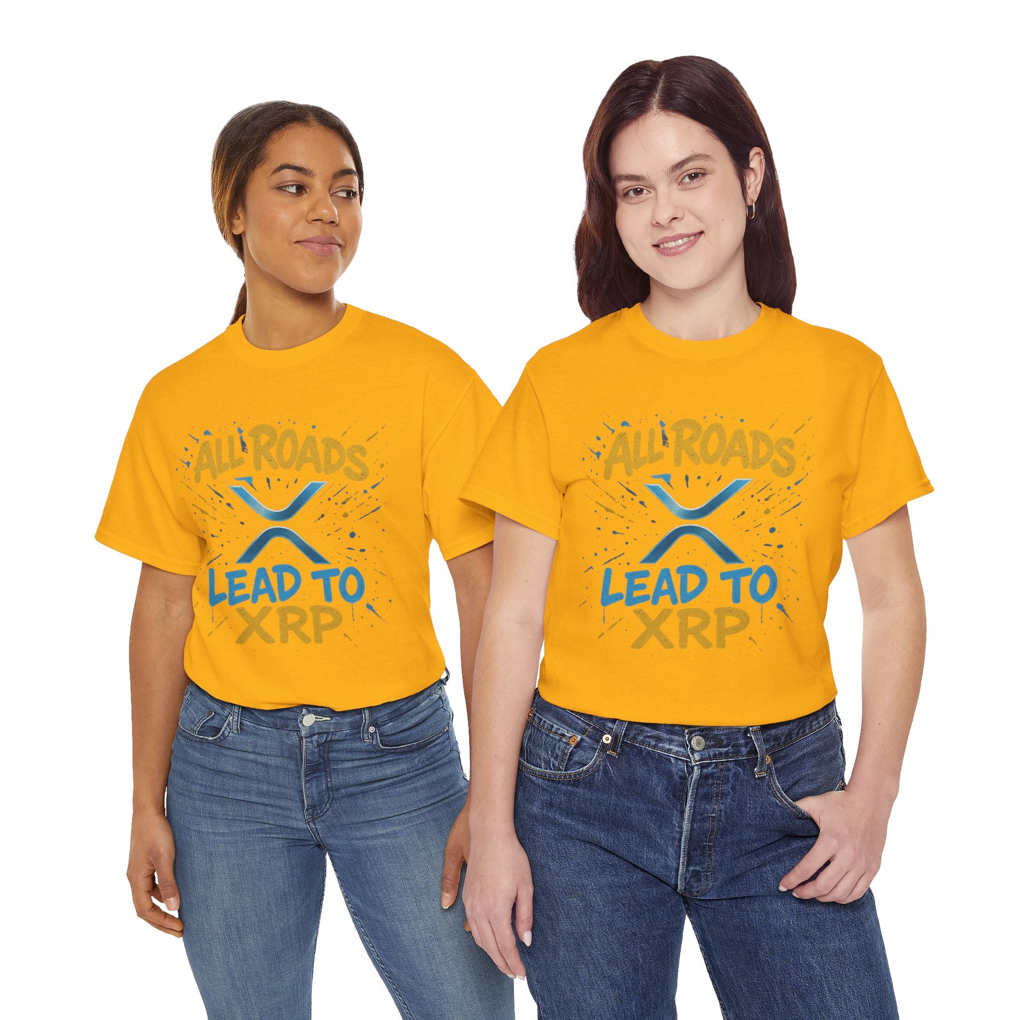 XRP Crypto Tee — "All Roads Lead to XRP" Casual Cryptocurrency Shirt