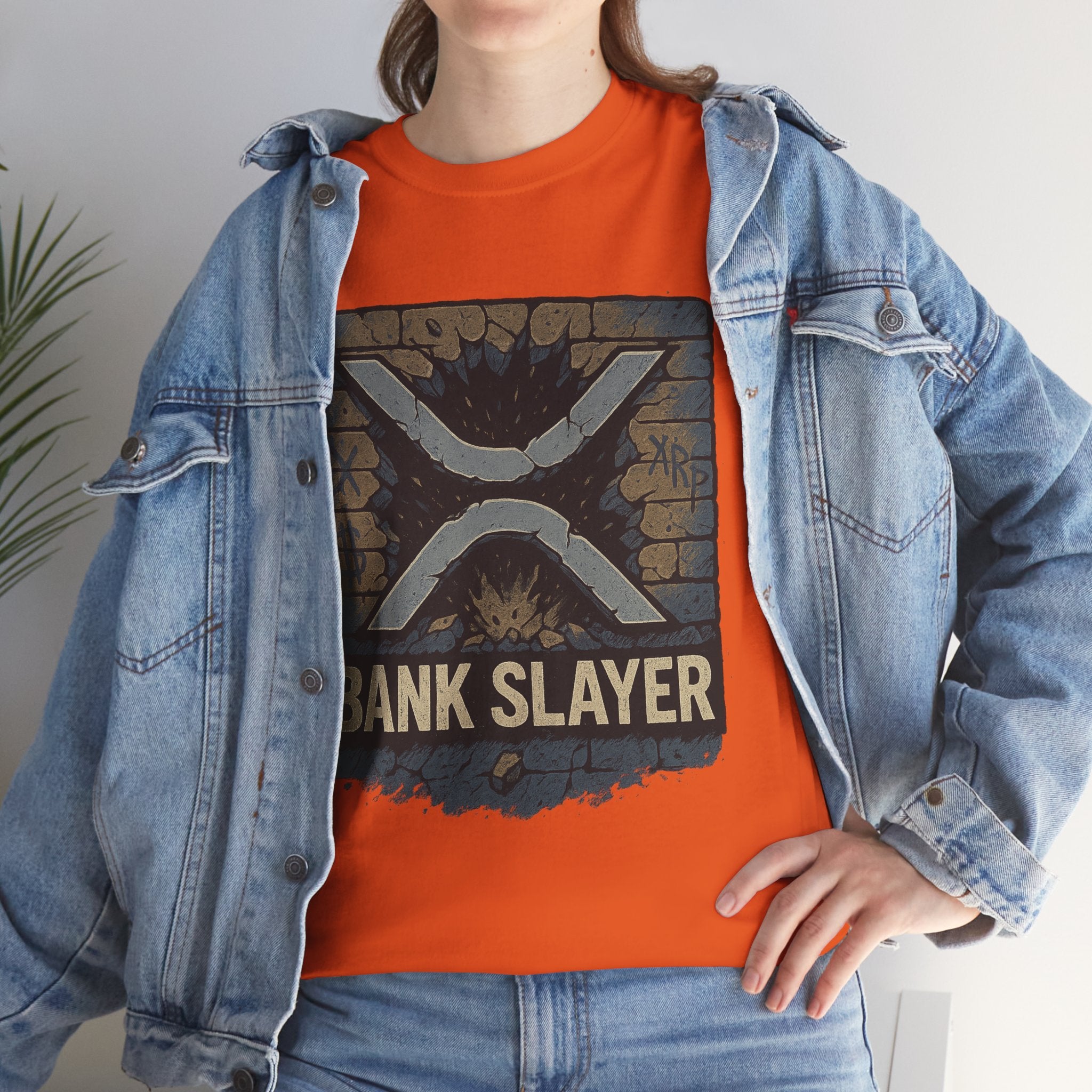 Bank Slayer T‑Shirt — Retro Grunge Crypto XRP Design