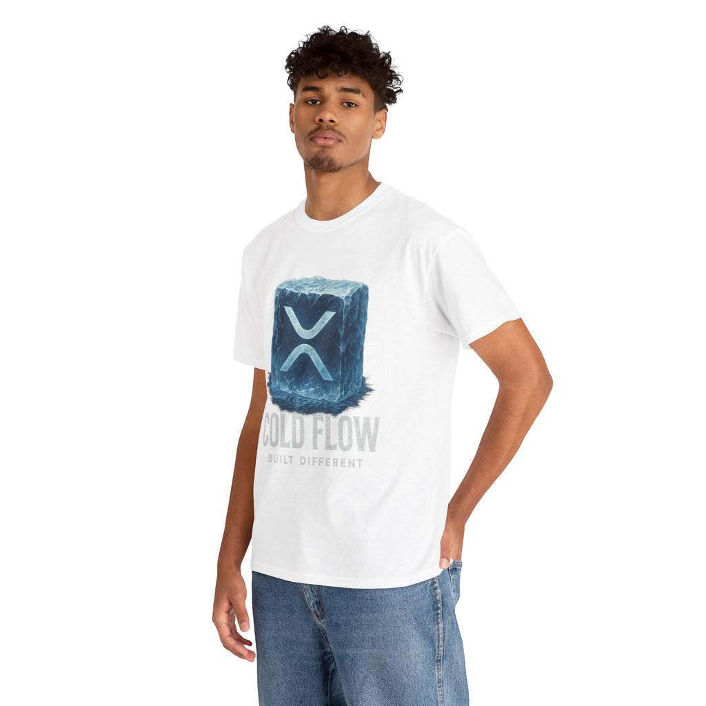 Cold Flow Ripple Logo T‑Shirt — 'Cold Flow: Built Different' Ice Cube Design