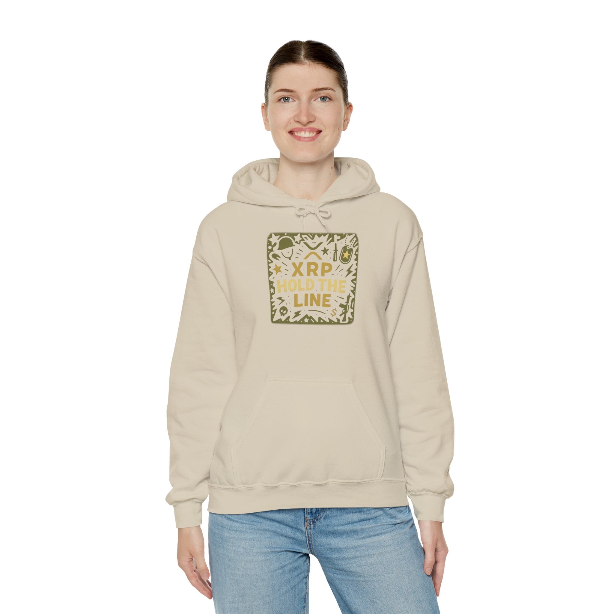 XRP Hold The Line Hoodie — Crypto Supporter Graphic Hooded Sweatshirt