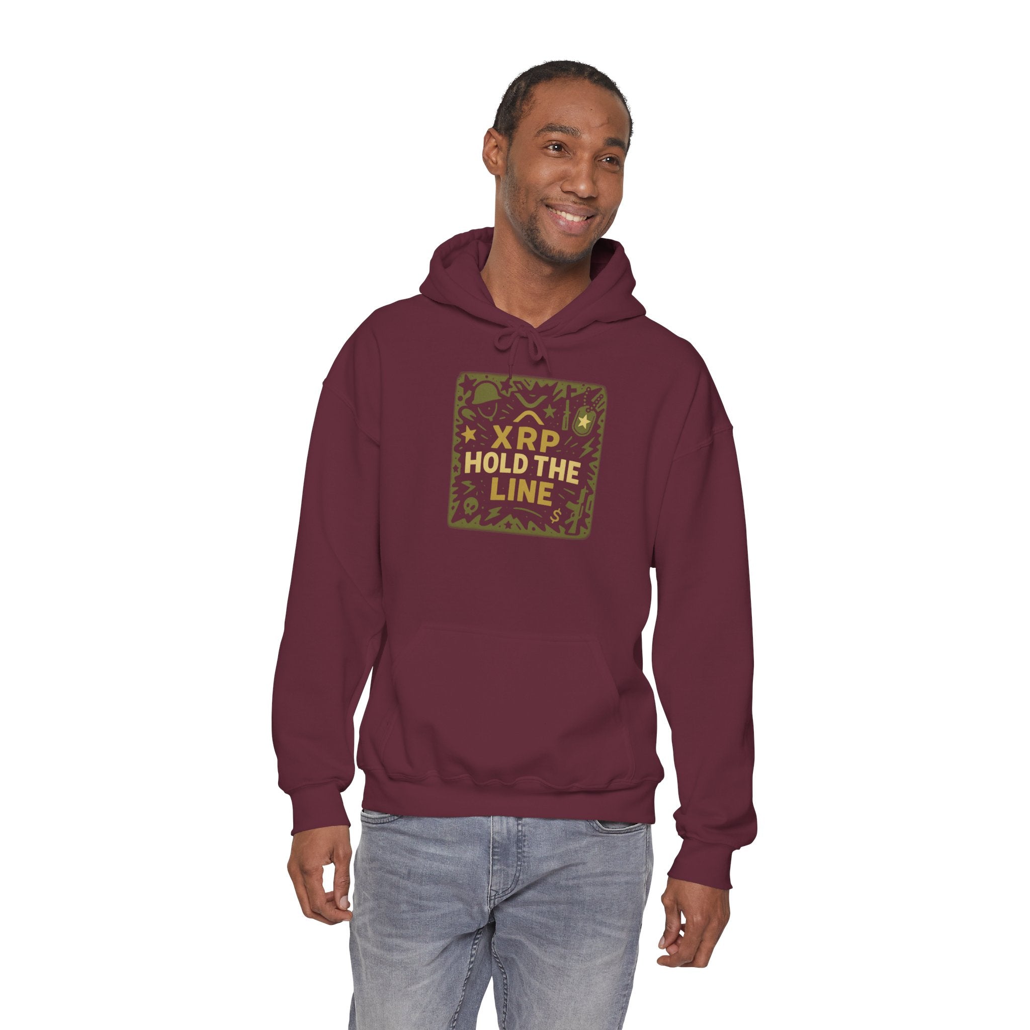 XRP Hold The Line Hoodie — Crypto Supporter Graphic Hooded Sweatshirt