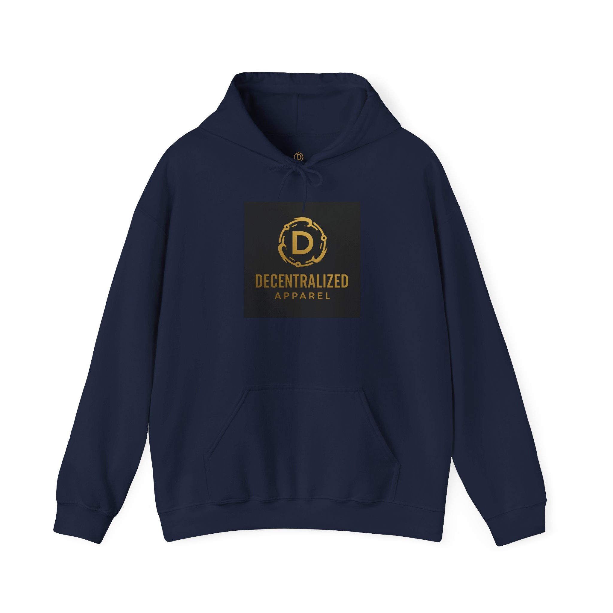 Decentralized Apparel Logo Hoodie – Gold Emblem Streetwear Sweatshirt