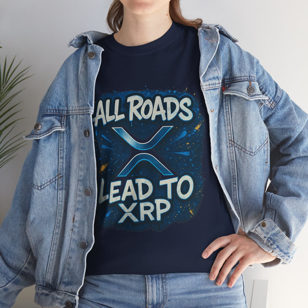XRP Crypto T-Shirt — "All Roads Lead to XRP" Graphic Tee