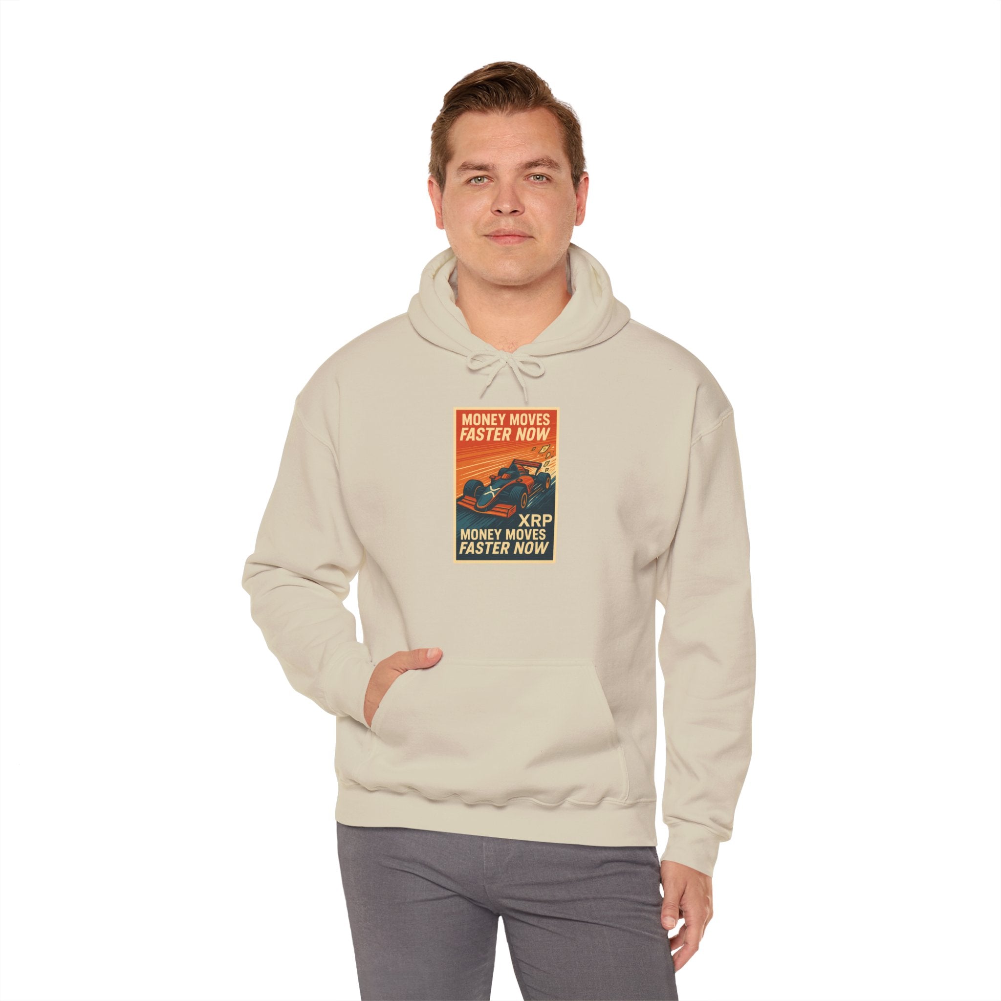 XRP 'Money Moves Faster Now' Hoodie – Crypto Retro Graphic Pullover