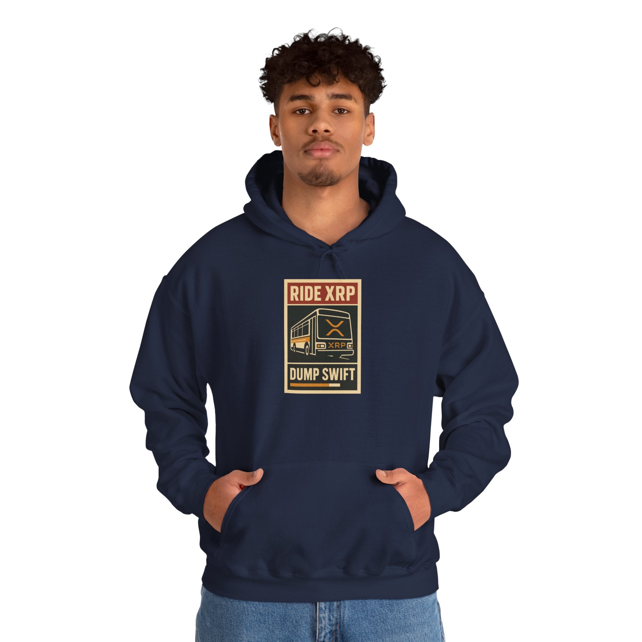 XRP Crypto Hoodie — "Ride XRP, Dump Swift" Retro Badge