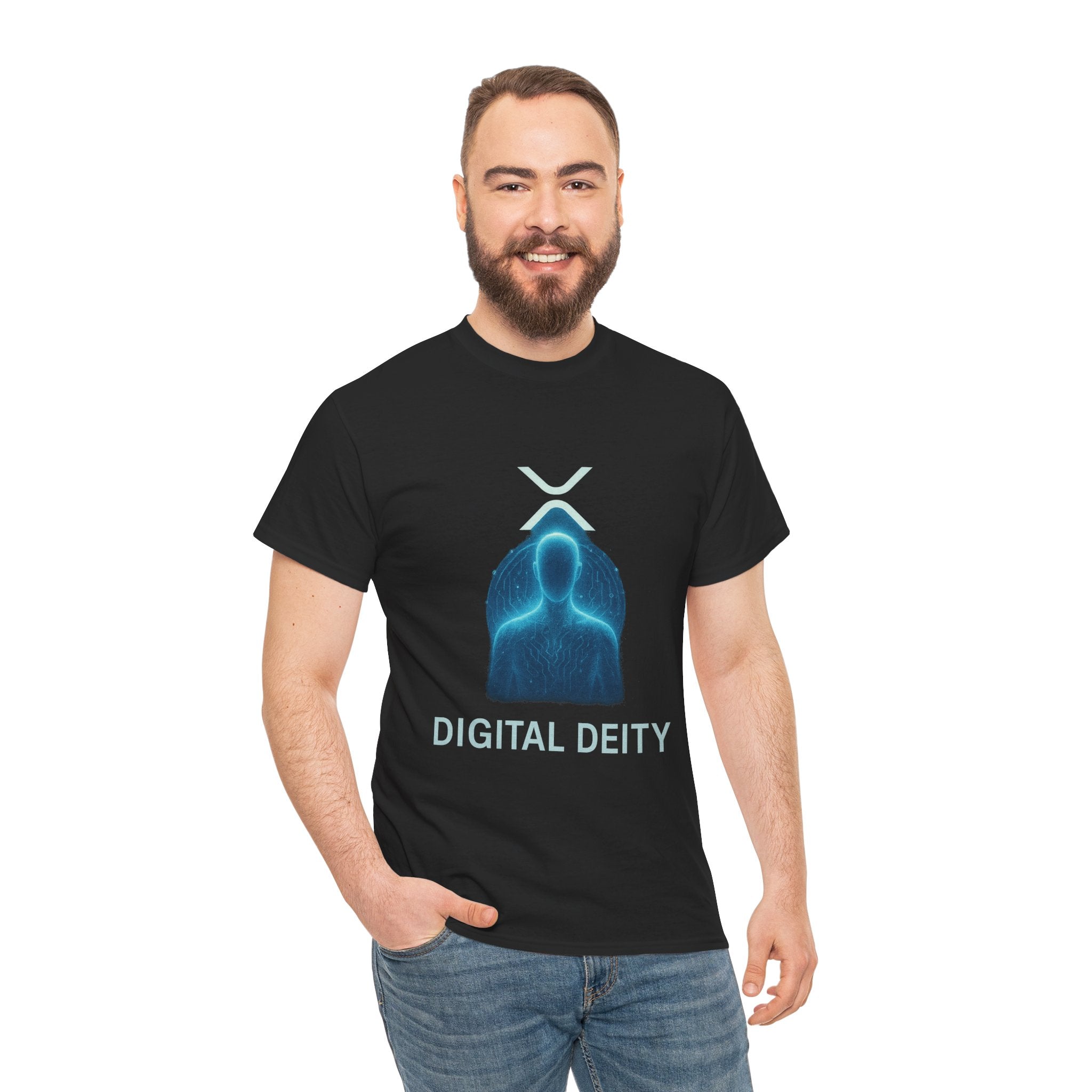 Digital Deity T‑Shirt — Futuristic Neon Tech Hoodie Tee