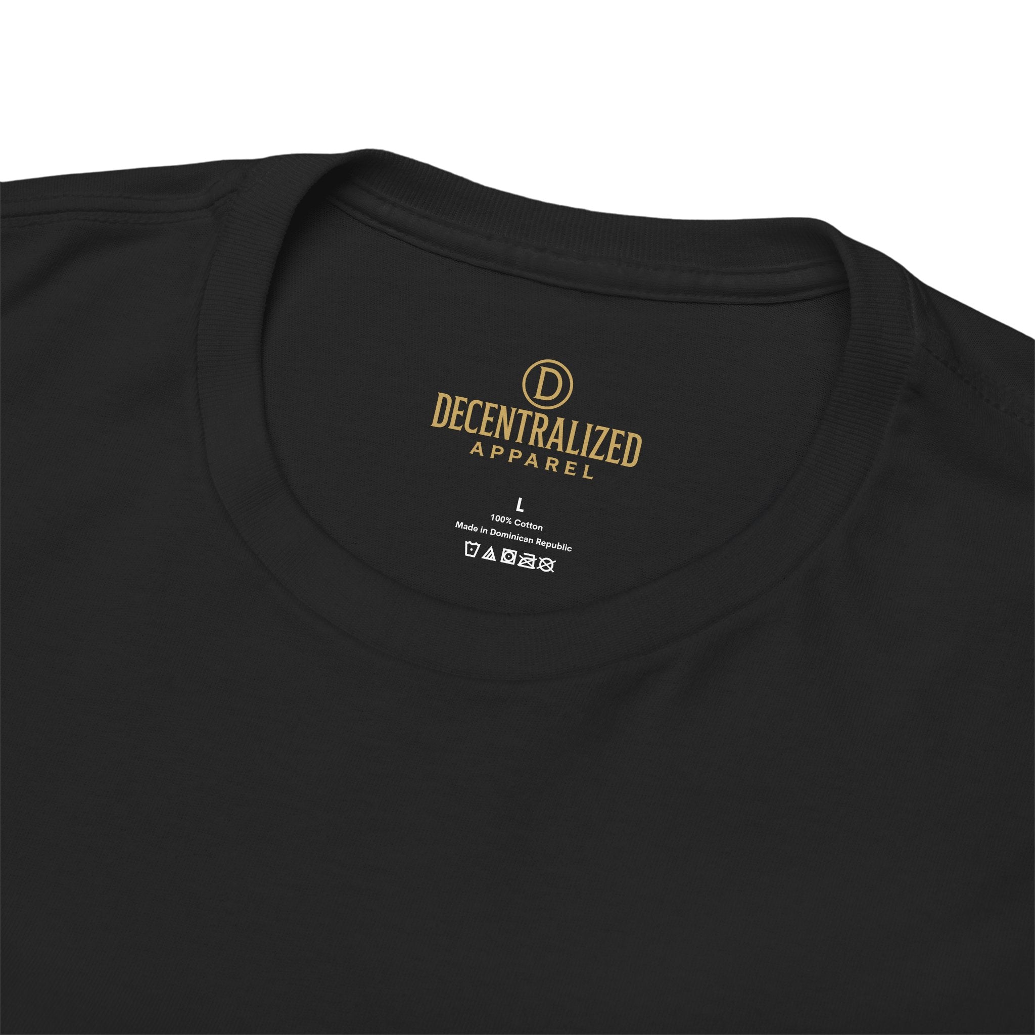 Decentralized Apparel T‑Shirt — Minimal Gold Logo Tee