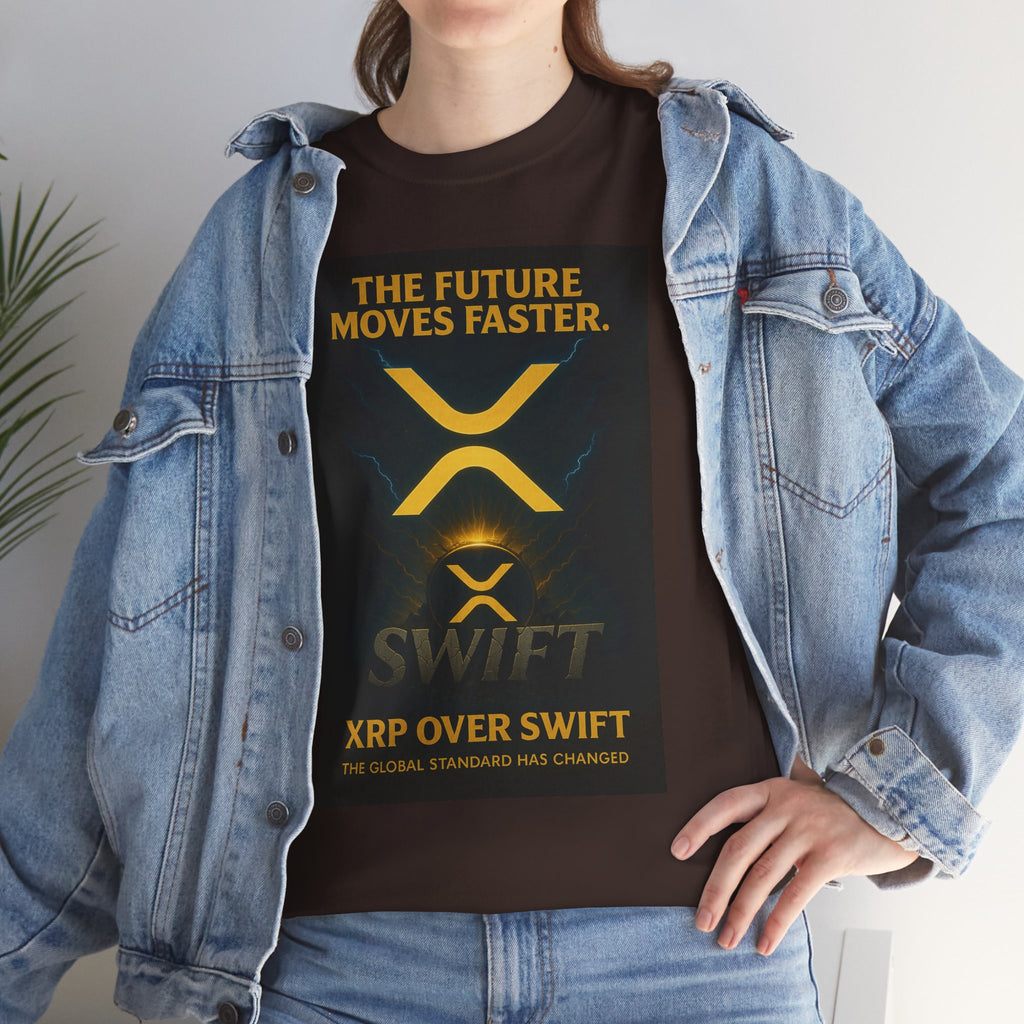 XRP Swift Crypto T-Shirt — “The Future Moves Faster” XRP Over Swift Tee