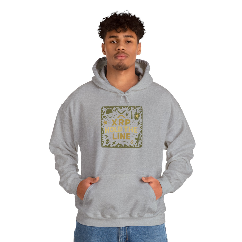 XRP Hold The Line Hoodie — Crypto Supporter Graphic Hooded Sweatshirt