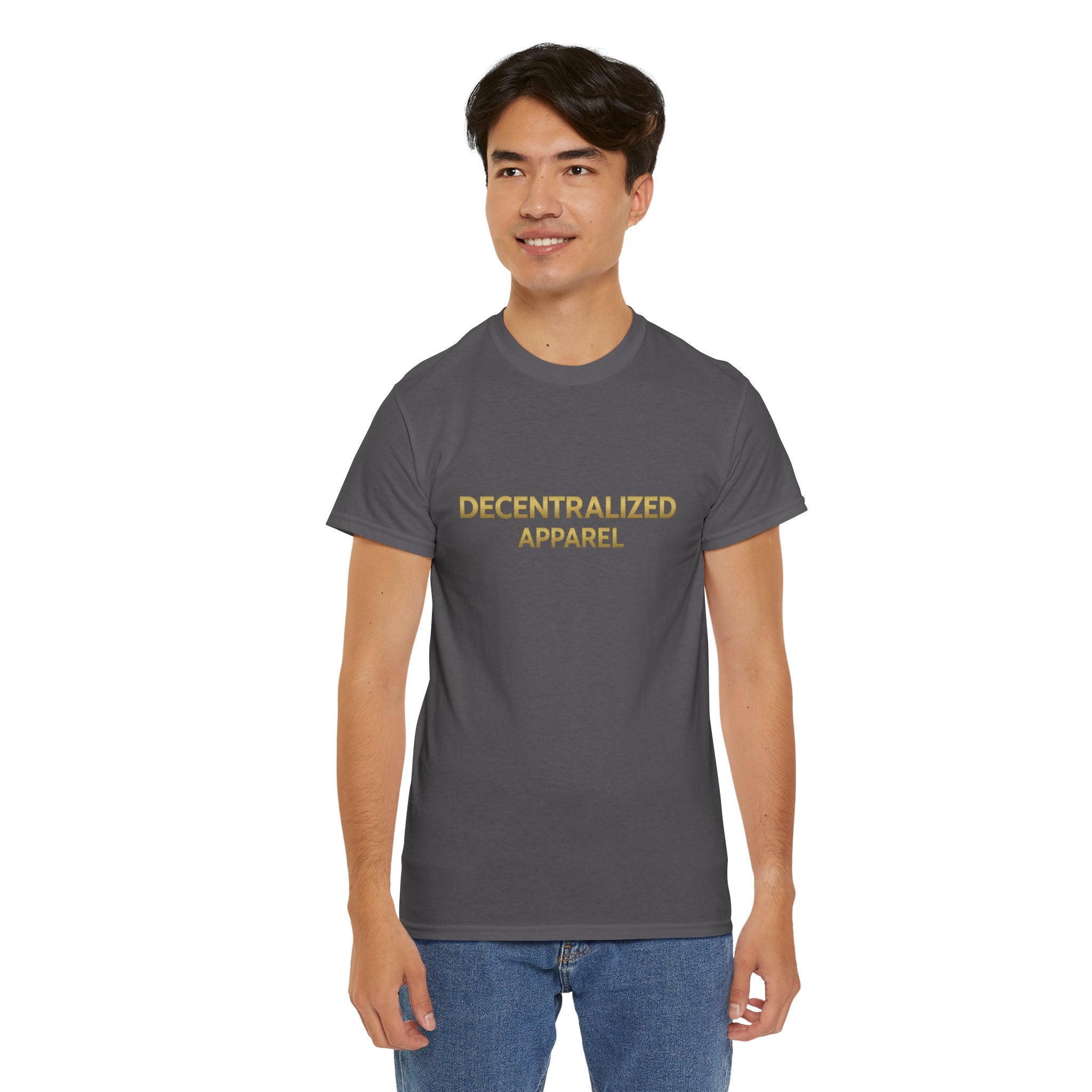 Decentralized Apparel T‑Shirt — Minimal Gold Logo Tee