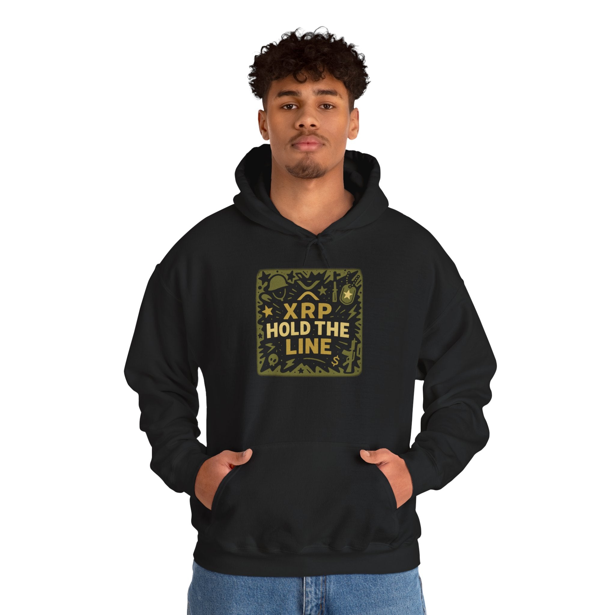 XRP Hold The Line Hoodie — Crypto Supporter Graphic Hooded Sweatshirt