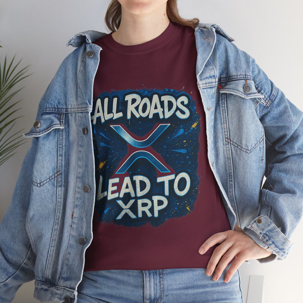 XRP Crypto T-Shirt — "All Roads Lead to XRP" Graphic Tee