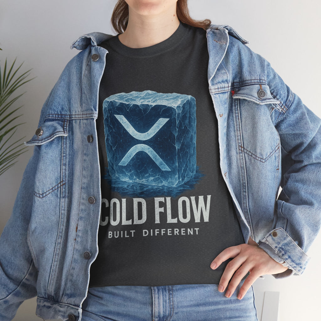 Cold Flow Ripple Logo T‑Shirt — 'Cold Flow: Built Different' Ice Cube Design