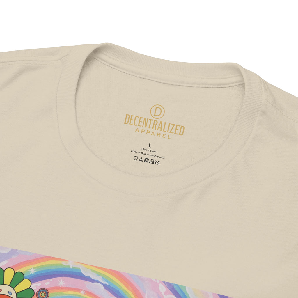 Crypto Rainbow T-Shirt — Bitcoin & Ethereum Hippie Art Tee